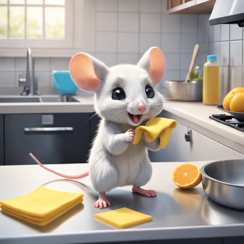 (((cute_mouse) cleaning_the_kitchen) comic_book illustration)
