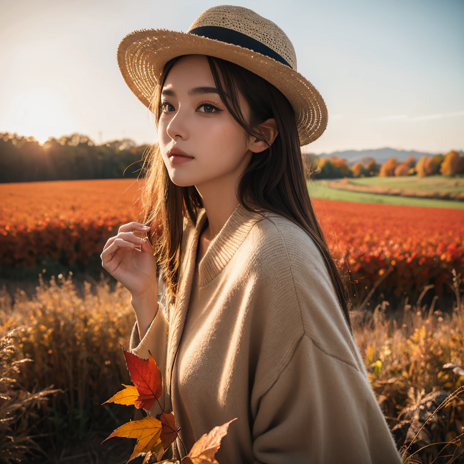 A beautiful girl in the autumn fields