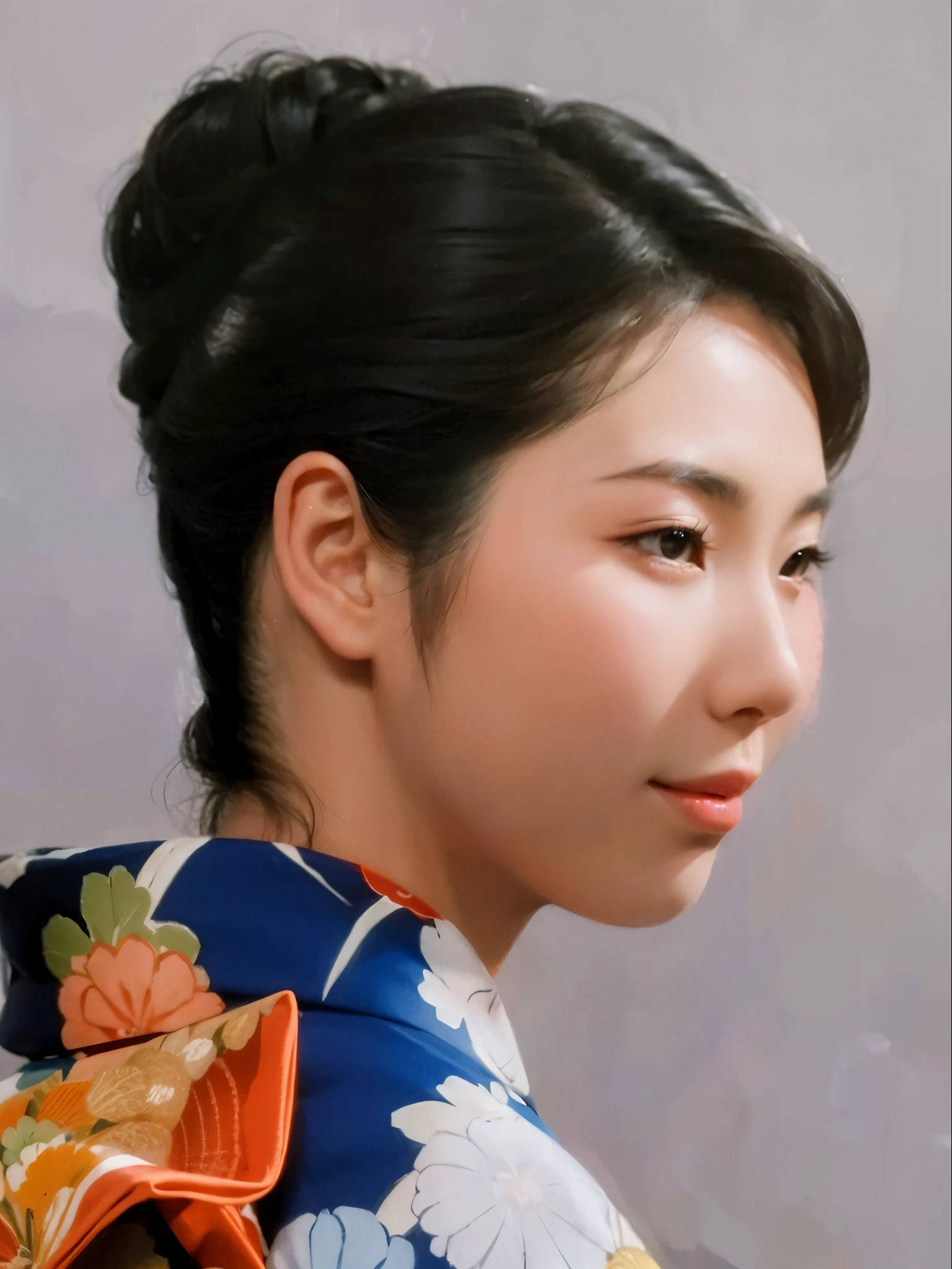 Beautiful japanese woman portrait, wearing kimono