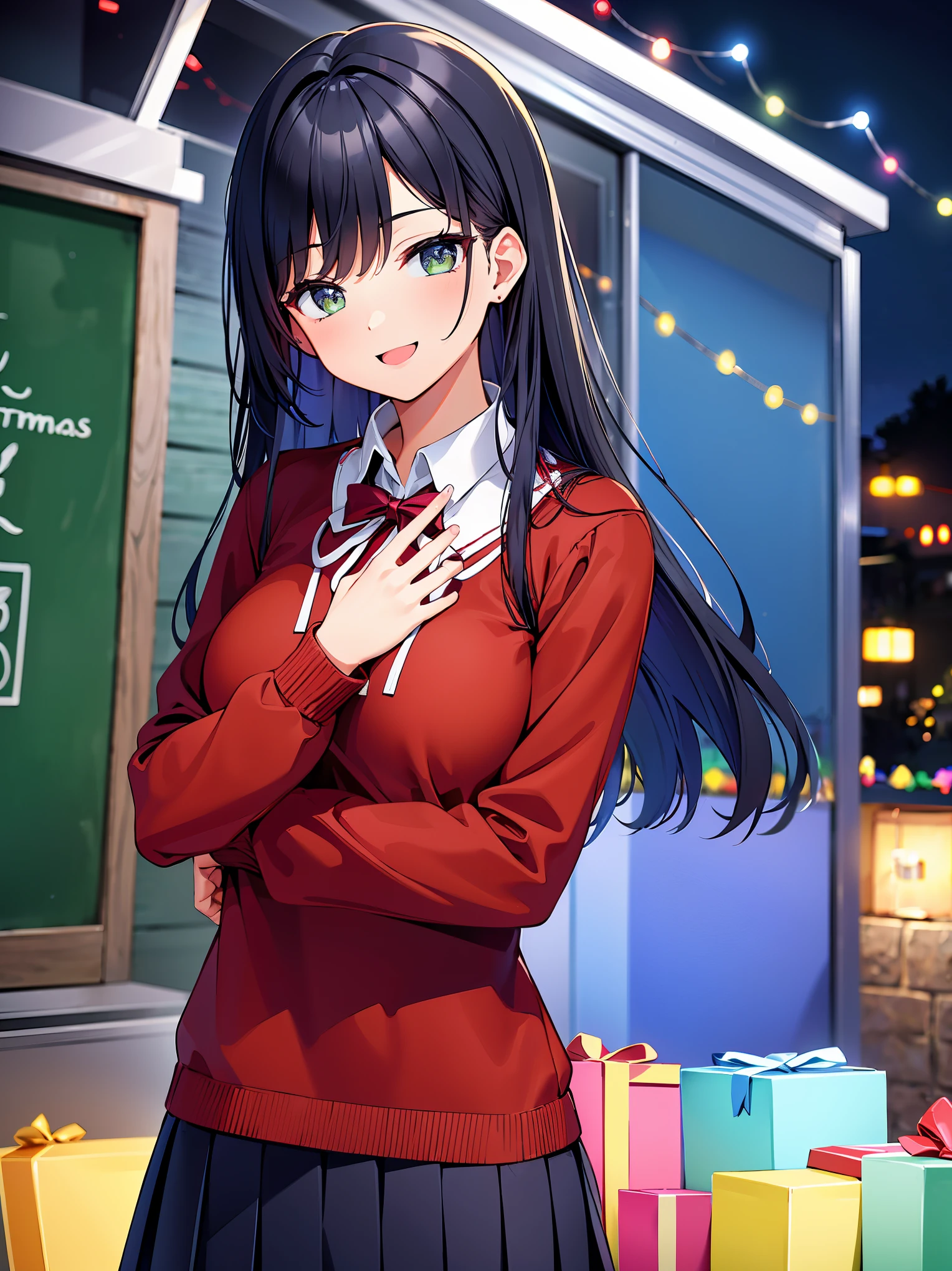 (in 8K, Raw photography, Best Quality, masutepiece: 1.2), high-definition RAW color photography, Professional Photography, Cinematic Light, (animesque: 1.2), 1 female high school girl, (upperbody shot:1.2), (High Detail Skin: 1.2), Show your teeth and smile, 鎖骨, Pretty face, Beautiful eyes, long eyelashes, Blonde twintails, The skin is clean, eyelid, (high-school uniform, Dark blue pleated skirt), (((karaoke room, Hold the microphone and sing))), Highly detailed, Photography, High quality, hight resolution, Professional Lighting,