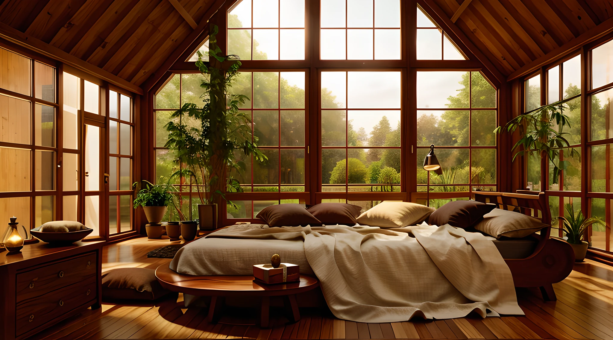 empty room with wooden windows, mahogany floor, high detail, straight lines, 8k detail, ultra quality, Photorealistic, smooth and clear lines