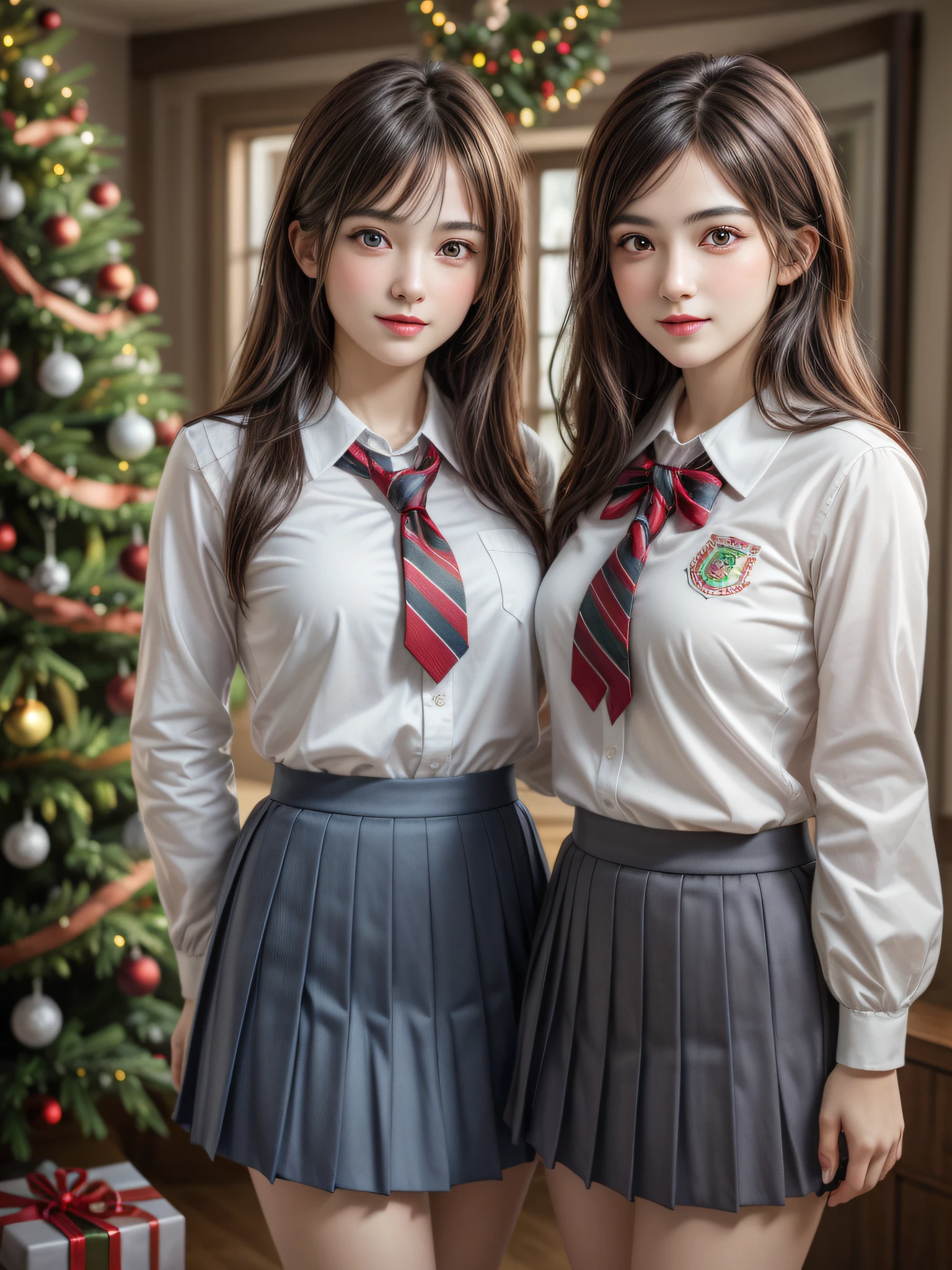 ((2ung girls)), (highly detailed Beautiful face), Amazing face and eyes, (Best Quality:1.4), (Ultra-detailed), (extremely detailed CG unified 8k wallpaper), Highly detailed, High-definition raw color photos, Professional Photography, Realistic portrait, Amazing face and eyes, Pink eyes, twintails, (hi-school uniform, pleated mini skirt:1.3), (hi-school uniform with wide open breasts:1.2), (See-through sheer panties), ((Beautiful breasts)), (bare breasts:1.1), brown hair, model, (no bra, no panties:1.2), Sitting, ((open your legs)), cameltoe, (((Bokeh))), depth of fields, School, classroom,