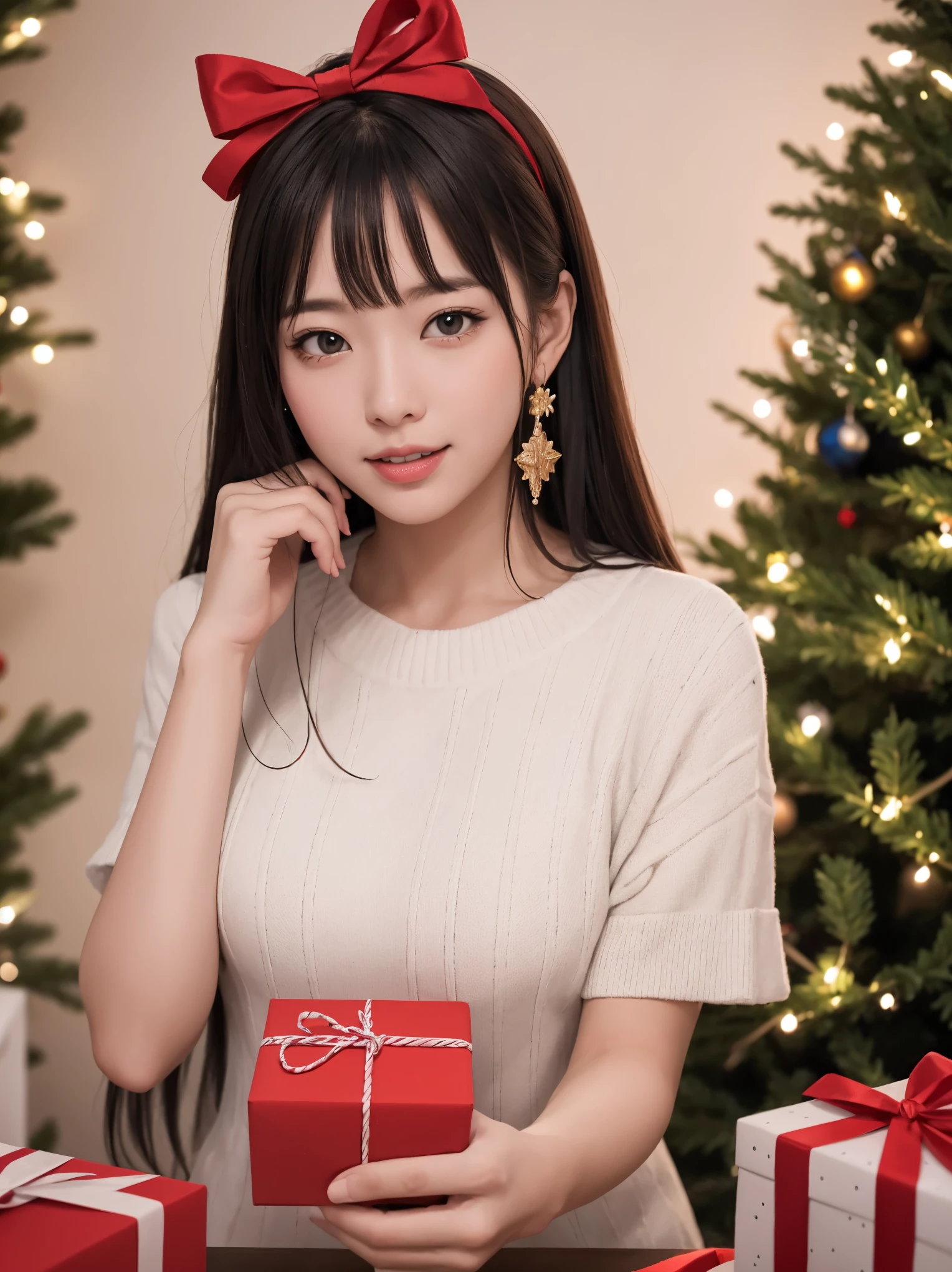 (best quality,4k,8k,highres,masterpiece:1.2),ultra-detailed,realistic,gifts,table,Christmas tree,decorations,wrapping ,bows,ribbon,presents,holiday spirit,vibrant colors,warm lighting,cozy atmosphere,toys,cards,candles,snowflakes,joyful,celebration,exquisite details,exciting surprises,shiny ornaments,sparkling tinsel,beautifully wrapped,excited children,anticipation,festive mood,magical ambiance,delightful moment,wonderful memories,family gathering,cheerful faces,Christmas magic,extravagant,abundance of presents,HDR,UHD,studio lighting,ultra-fine painting,sharp focus,physically-based rendering,professional,vivid colors,bokeh.