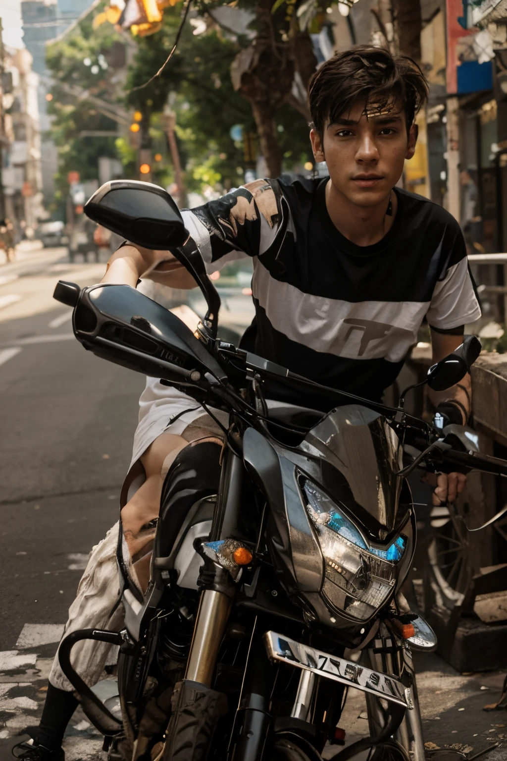 Changebackground,cyberpunk,realsticface,boy,bike,realsaticface,modern technology,ultrarealstic
