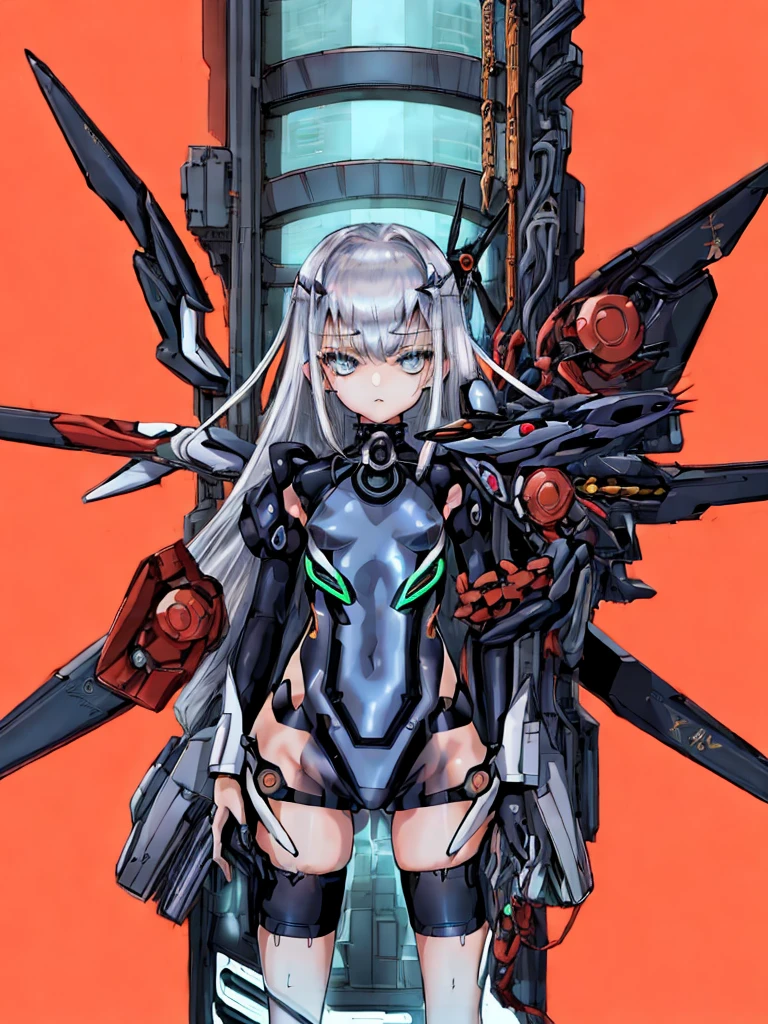 top-quality、ighly detailed、​masterpiece、ultra-detailliert、illustratio、((1girl in))、silber hair、length hair、Floating hair、、Cyber City、Neon building、(The upper part of the body:1.05)、extremely_Detailed_Eyes_And_Face,cybernetic wings mechanical wings、Random posture、Skyscraper、、Mechumusume、shrine maiden clothe,maid clothes、Random angles、anime styled,cowboy  shot
