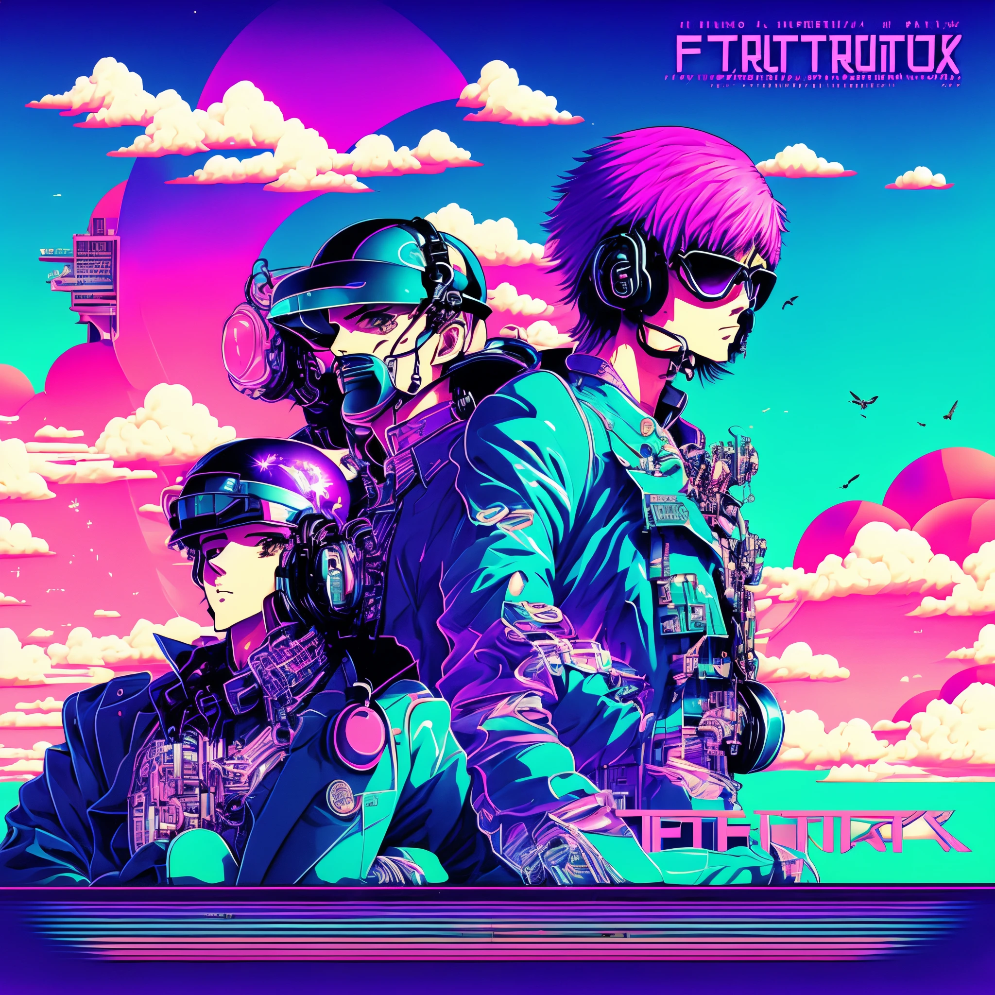 bstrato, capa de disco de future funk, vaporwave, aesthetic, album cover, anime, futurista