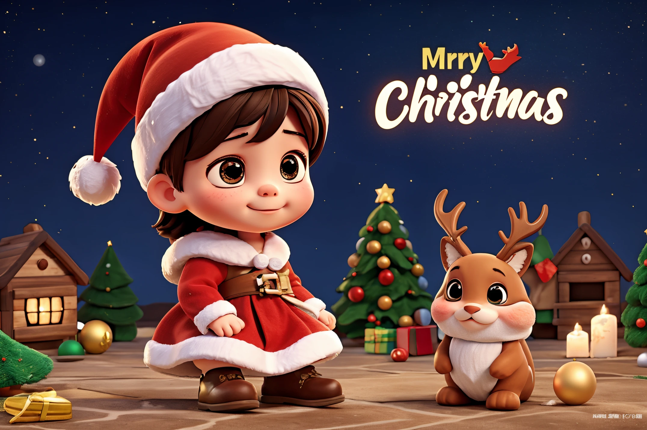 Christmas poster design。cute kid，Merry Christmas.