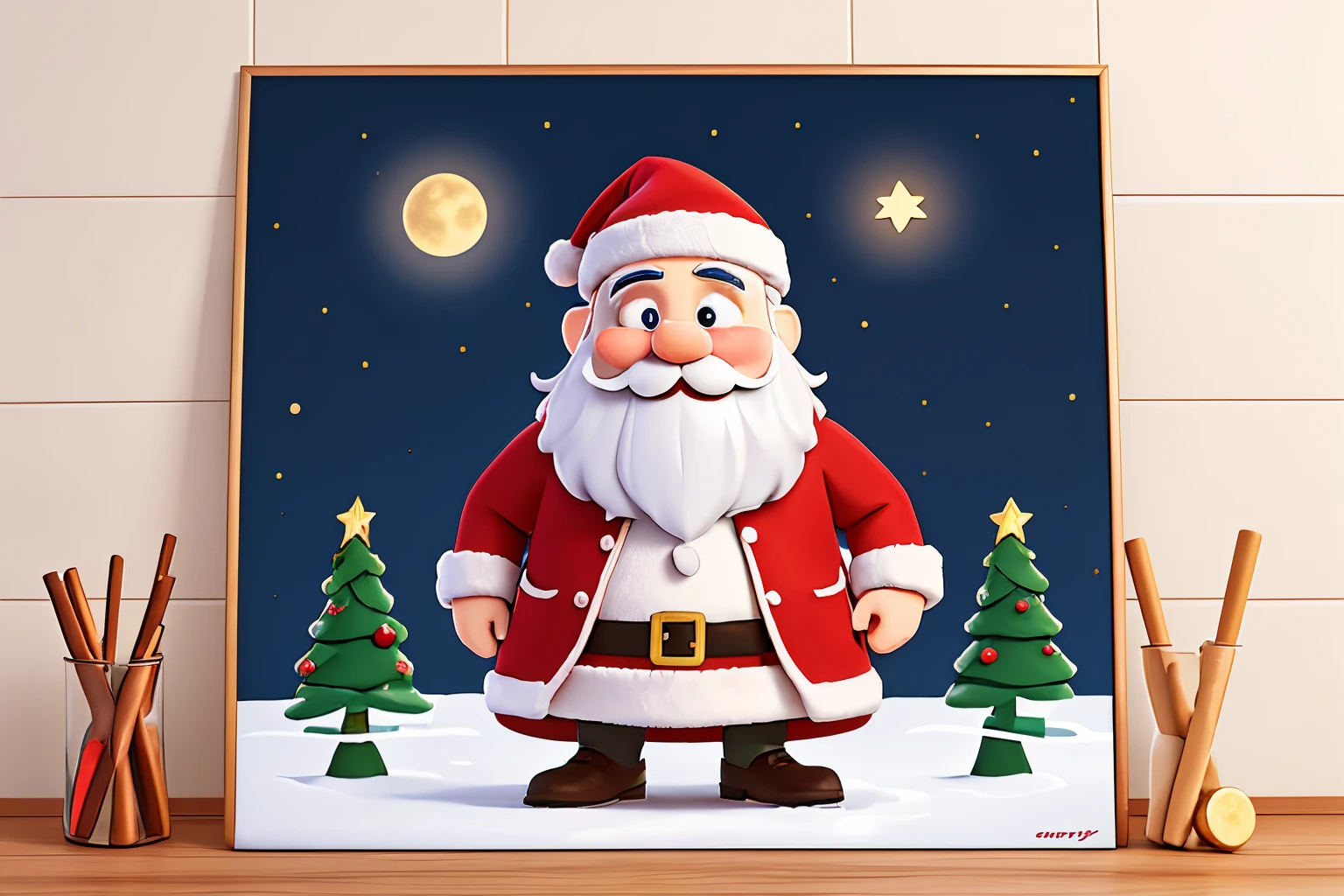 Christmas poster design。Lovely Santa。Merry Christmas.