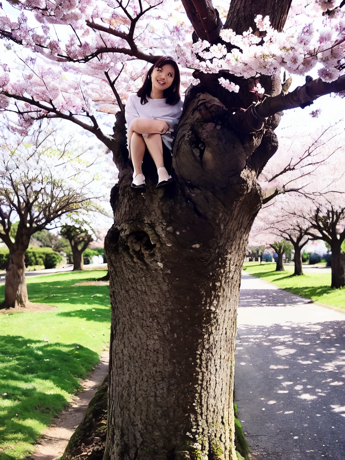 Under the cherry blossom treelowers、((Natural scenery))、、((Exposed cherry blossom tree))