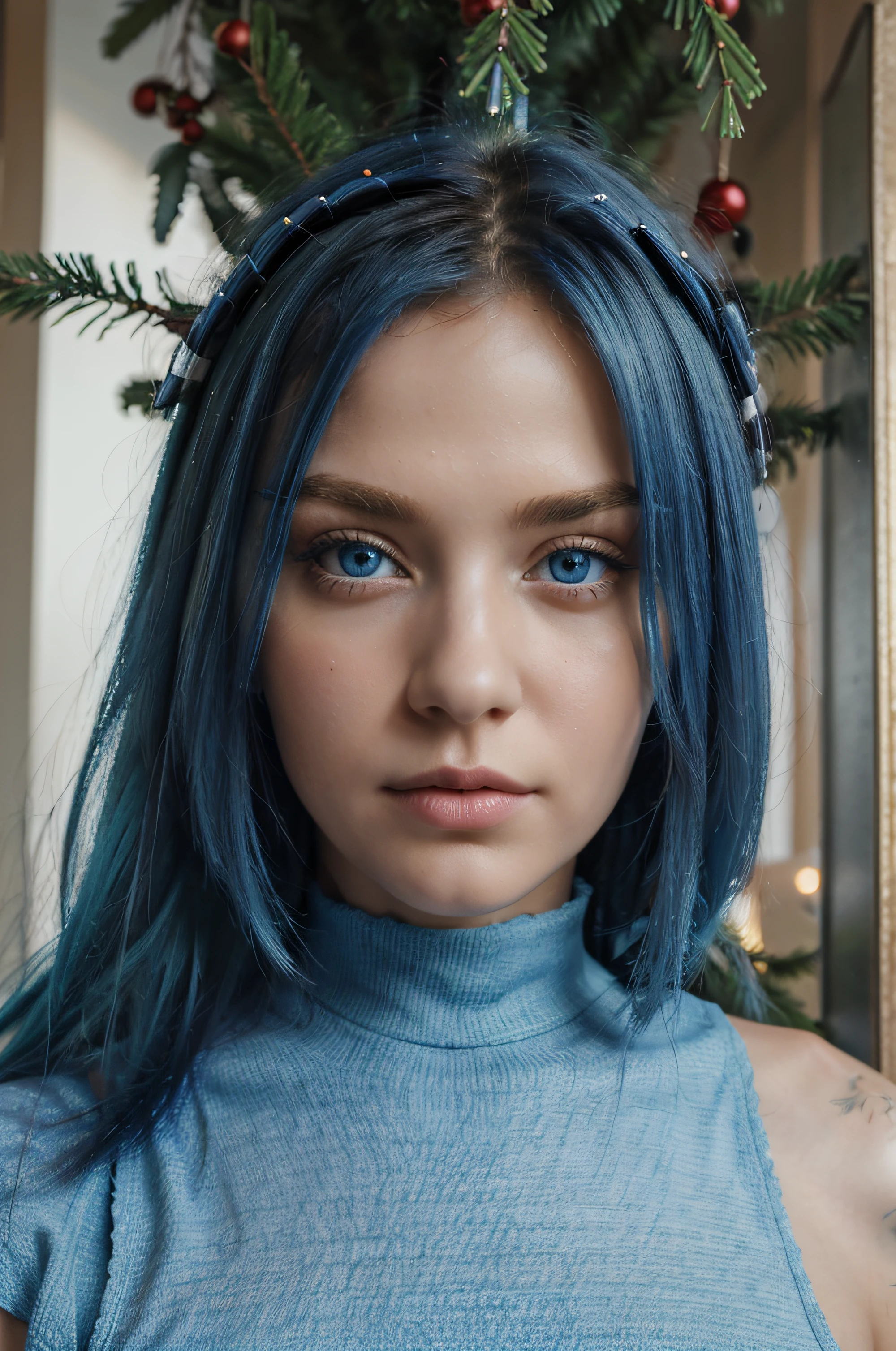 ((best quality)), ((masterpiece)), (detailed), perfect face blue hair young female blue eyes
Christmas tree