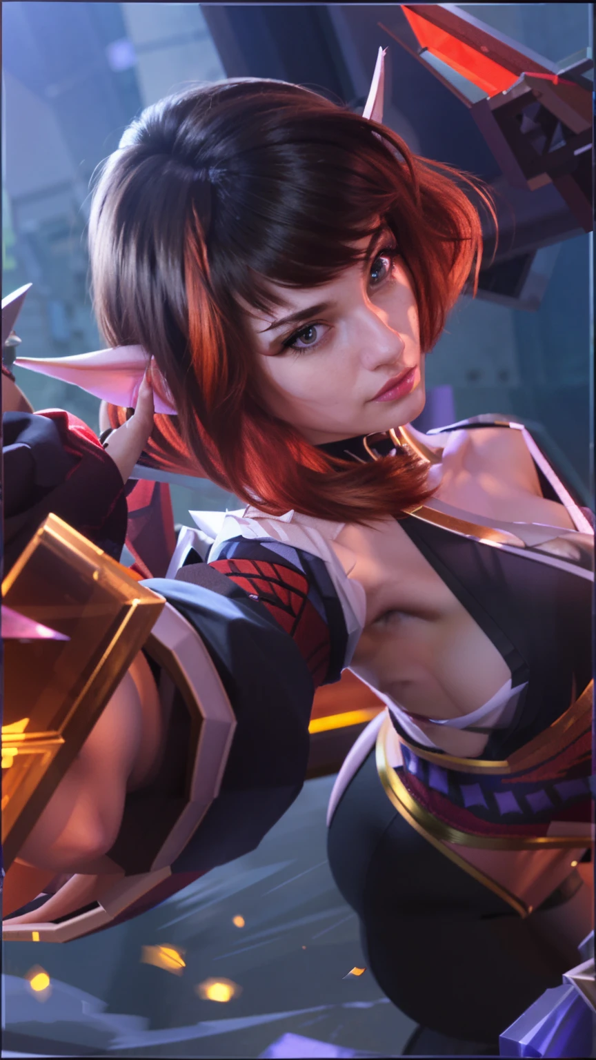 (photorealistic:1.4), best quality, masterpiece, ultra high res, 1girl, (detailed face:1.2), (detailed eyes:1.2), (detailed hair:1.2), (detailed clothes:1.2), 4k, (detailed color:1.2), big breast, fairy ears