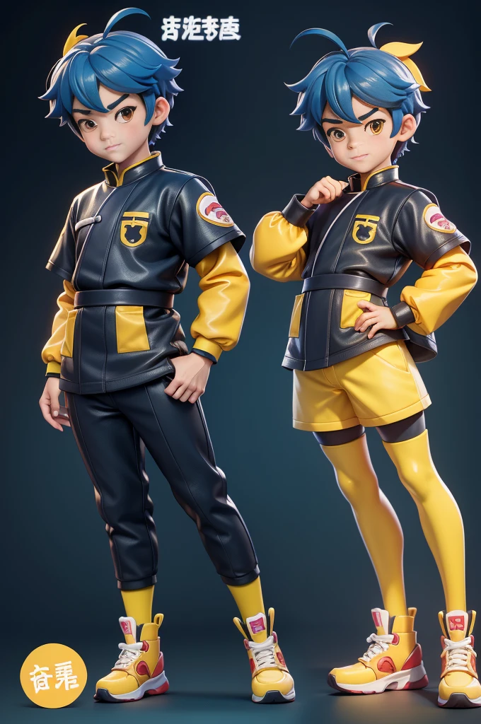 Q version anime boy,remove，Meituan Takeaway，boy taking home【Finger details】【Q version cartoon】（3D stereoscopic images）（The color scheme is dominated by the yellow color of Meituan clothing.）（cute style illustrations）cute style cartoon book，concept art anime art, official illustration[Three-dimensional feeling][cute wind][card ventilation][Realism]