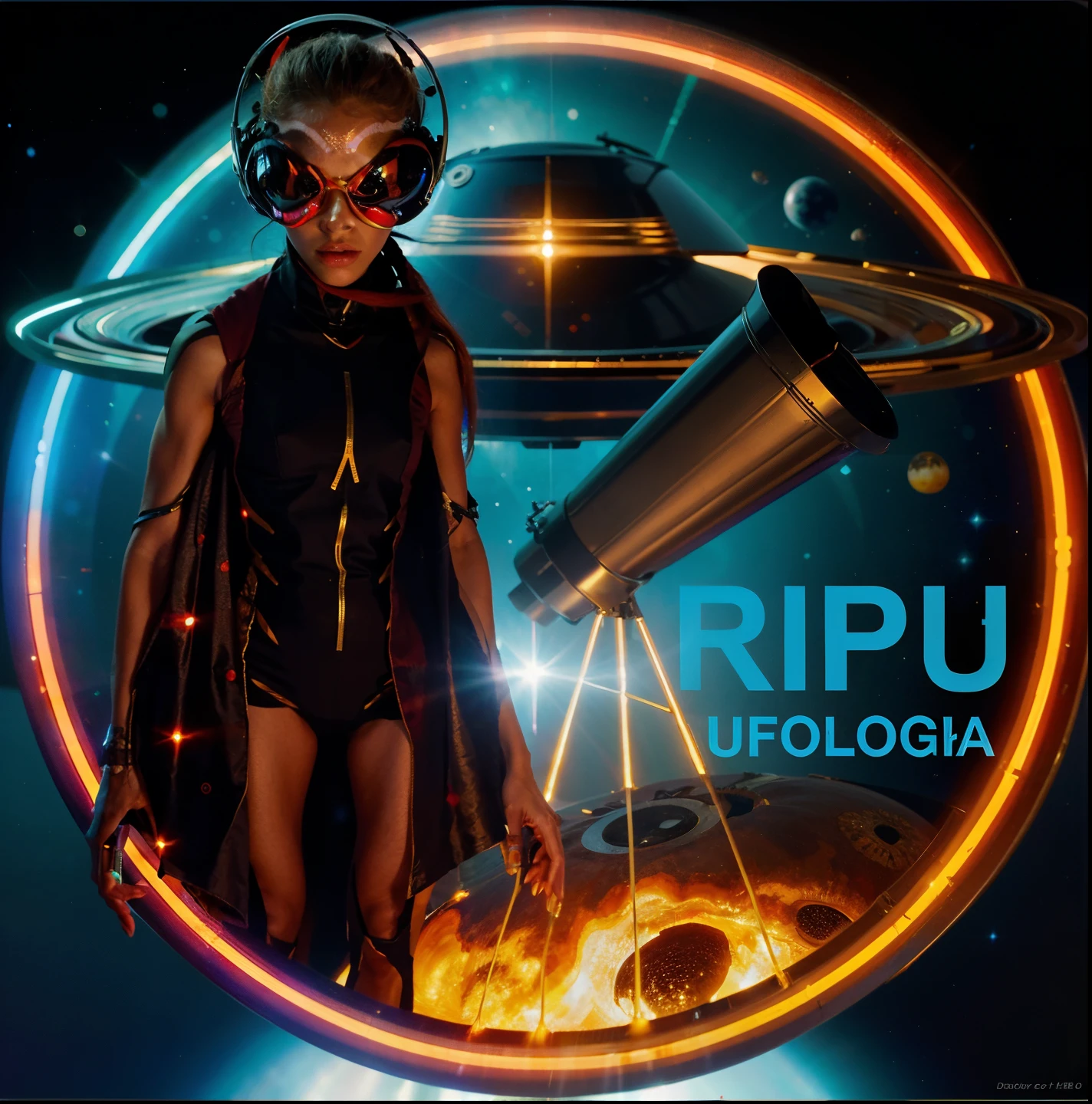 a close-up of a person with a telescope in front of a spacecraft, OVNIlogia, Alien utopia, Reptilian space alien, ufo aliens, alien robot luffy, alien shop, Ovnis, poser, fotografia, Telegrama Sticker, Jpl, OVNI, r / vexilologia, ichi-up, rubi, ❤🔥🍄🌪, scientific photography