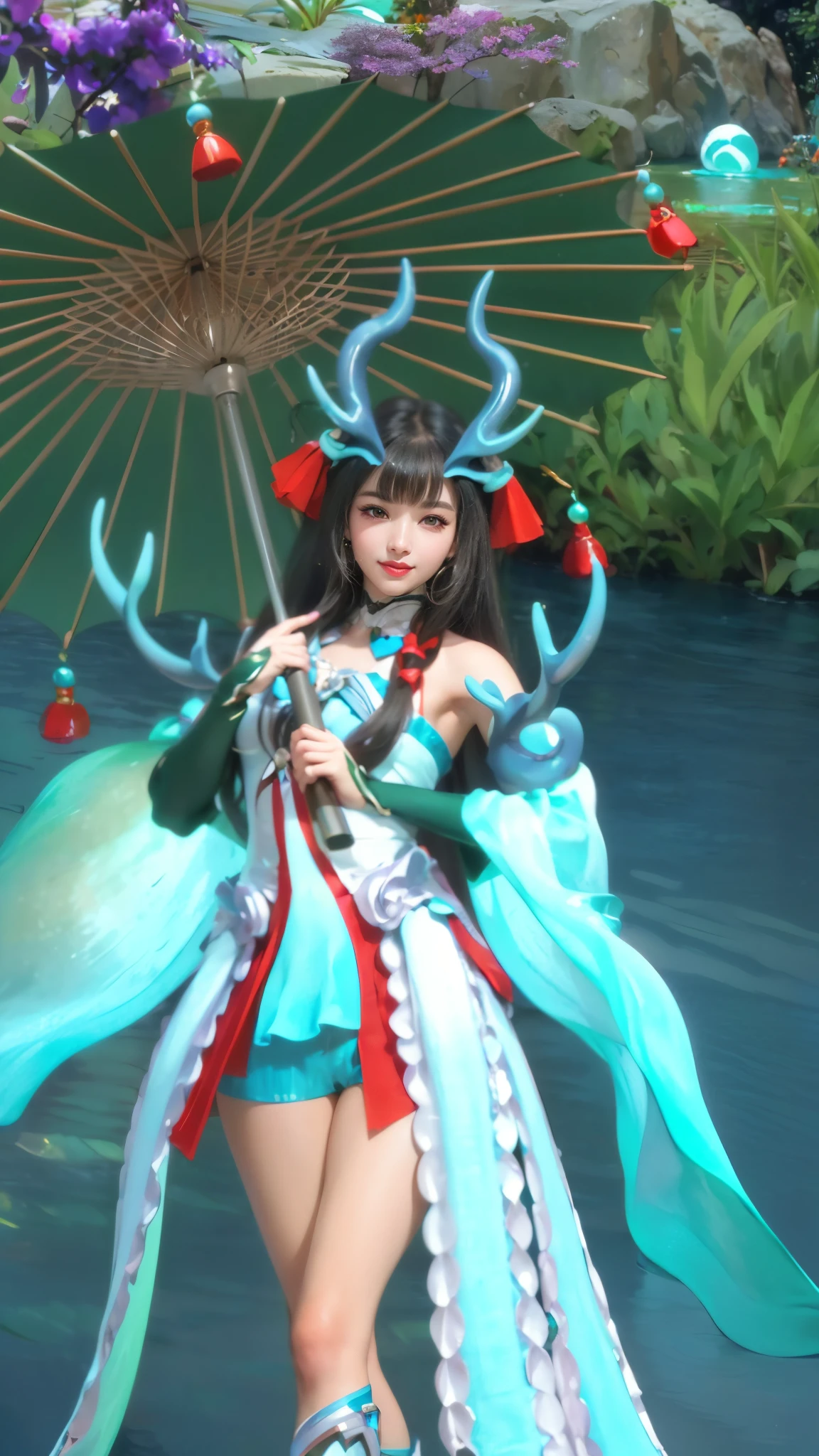 (8k, RAW photo, photorealistic:1.25) ,( lipgloss, eyelashes, glosace, glossy skin, best quality, ultra highres, depth of field, chromatic aberration, caustics, Broad lighting, natural shading,Kpop idol) looking at viewer with a serene and goddess-like happiness, smile