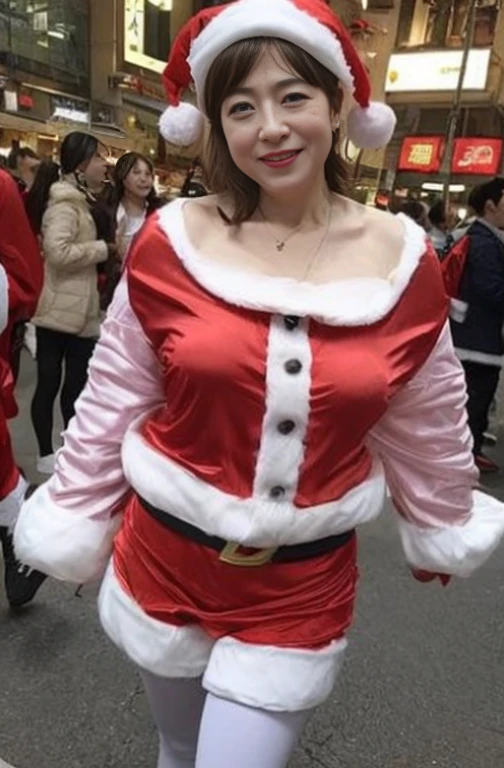 Beautiful mother and beautiful daughter(Mother is 40 years old)in group photograph、Walking around the city、(((Santa Claus Costume))), (a miniskirt:1.2)、huge-breasted(1.5)、cleavage、The most indecent breasts、2.The most beautiful obscene mother(japanes)、Plump body、Bob Hair、Motherhood is overflowing、masterpiece、top-quality、Top image quality、32K image quality、A body that makes you want to 、Soft looking、Carnal body、Plump body、super-detaild skin、Indecently wet and shiny skin