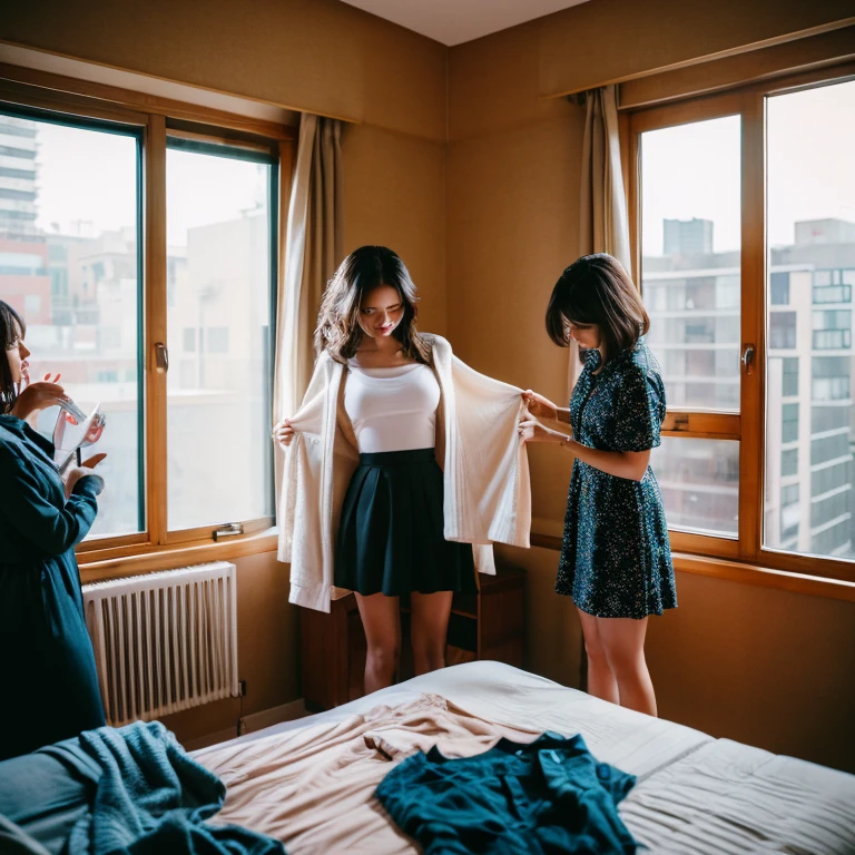 multiple women changing clothes