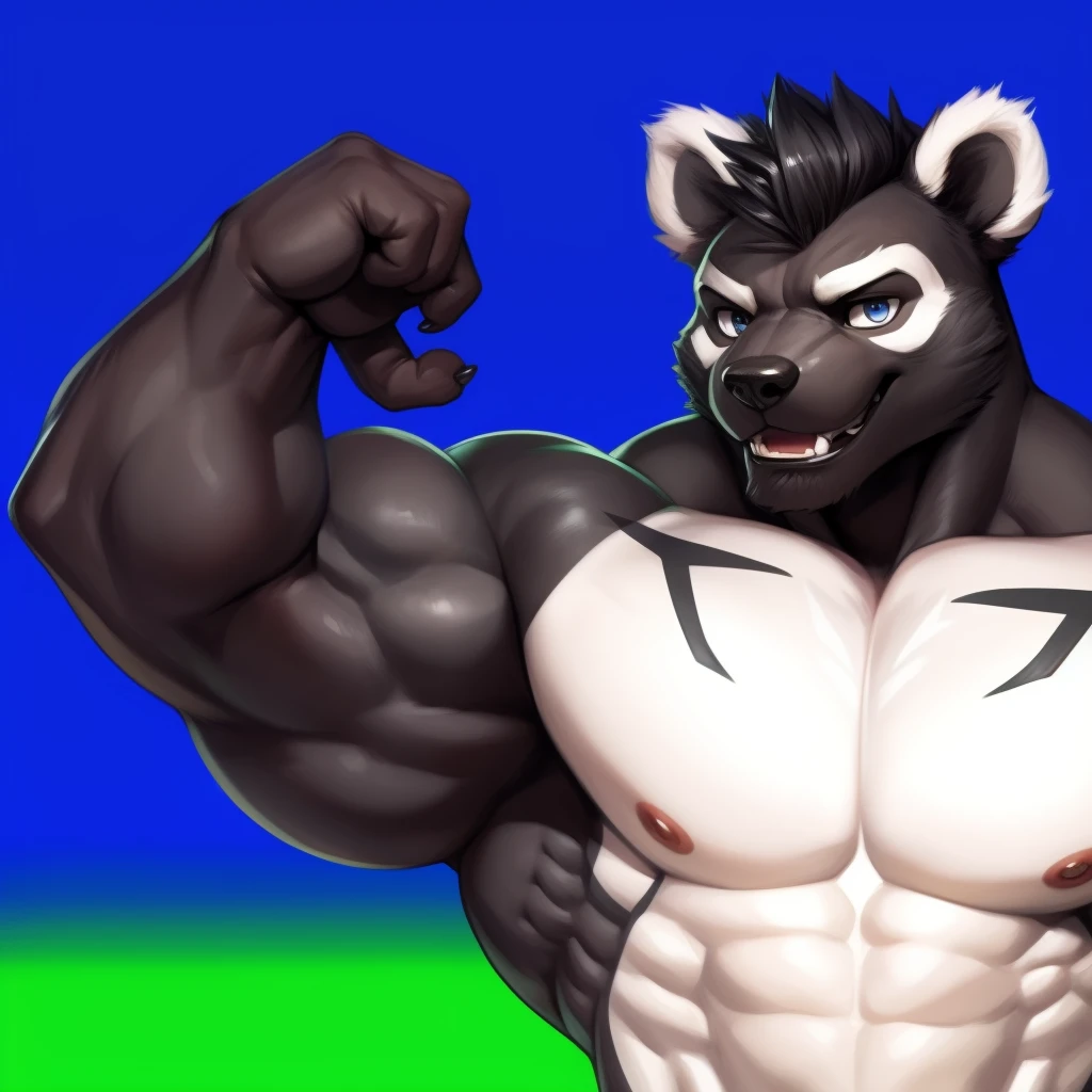 Fully displayed sexy large male wolf holding his massive erect penis, 1boy, male focus, penis, muscular, solo, muscular male, bara, tongue, furry male, pectorals, abs, furry, tongue out, large pectorals, nude, looking at viewer, male pubic hair, erection