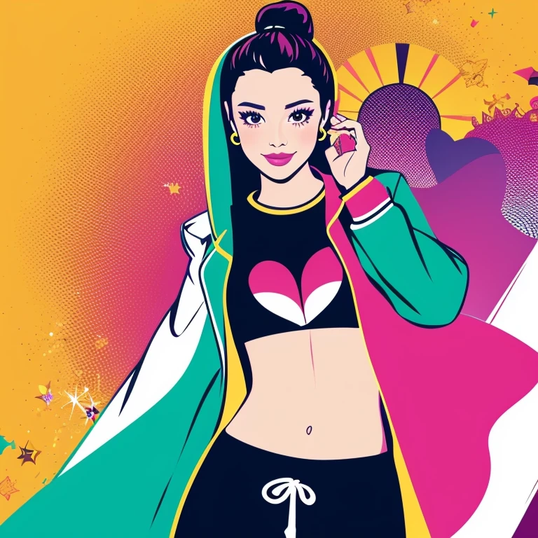 Illustration style,pop music,26 year old,Posing