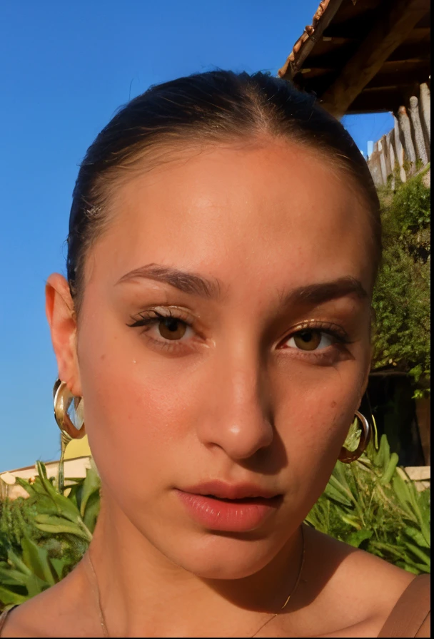(real detailed skin texture, RAW Photo), lifelike realistic selfie of a 20 years old italian girl wearing earings and necklace