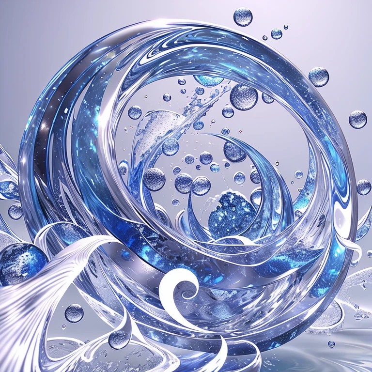 A close-up of a blue and white circular object with a white background, swirl, water core, fluid sim, unity engine, torrent, ripple, fluid, WebGL render, swirly, rounded logo, 2 5 6 x 2 5 6 pixels, CGI VFX, water element, 3 d logo, circular logo, logo without text, swirling ((SeaArt logo)) !Highest quality! Masterpiece! High-quality logo. 3D visualization. Unreal Engine. The highest quality, details, textures, materials, and clear forms (smooth glass, synthetic material, artificial stone, plastic, metal). Blue radiance from the depths of the forms, Seaart Logo!, 3D logo. One. Front camera, and Perspective.