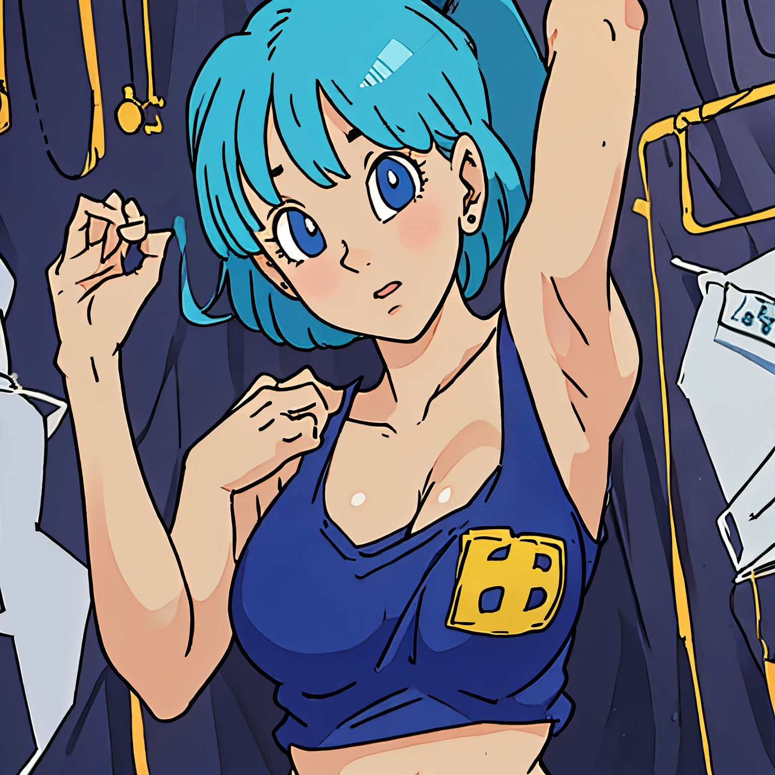 Bulma, 1girl, solo, , skimpy, bangs, Dragon ball z, stripping, , , cleavage, skimpy, masterpiece, magnum opus, Fukk, bulma from dragonball