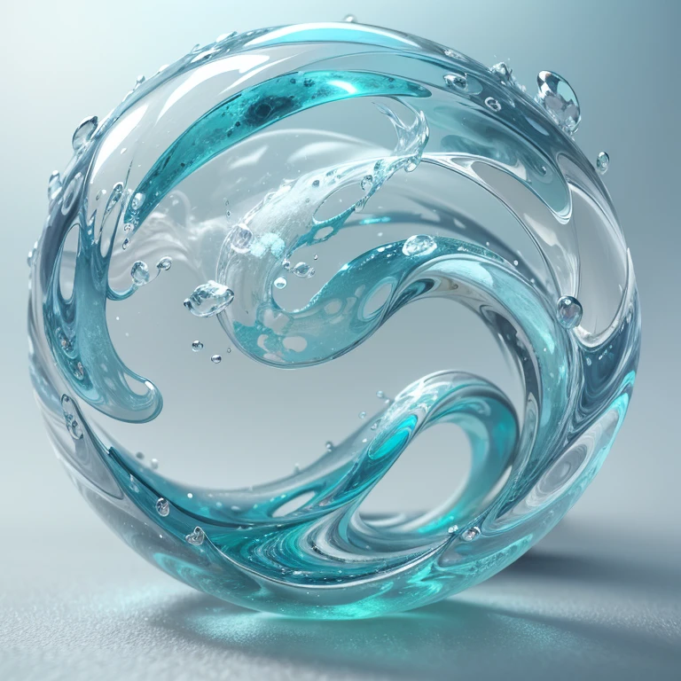 A close-up of a blue and white circular object with a white background, swirl, water core, fluid sim, unity engine, torrent, ripple, fluid, WebGL render, swirly, rounded logo, 2 5 6 x 2 5 6 pixels, CGI VFX, water element, 3 d logo, circular logo, logo without text, swirling ((SeaArt logo)) !Highest quality! Masterpiece! High-quality logo. 3D visualization. Unreal Engine. The highest quality, details, textures, materials, and clear forms (smooth glass, synthetic material, artificial stone, plastic, metal). Blue radiance from the depths of the forms, Seaart Logo!, 3D logo. One. Front camera, and Perspective.