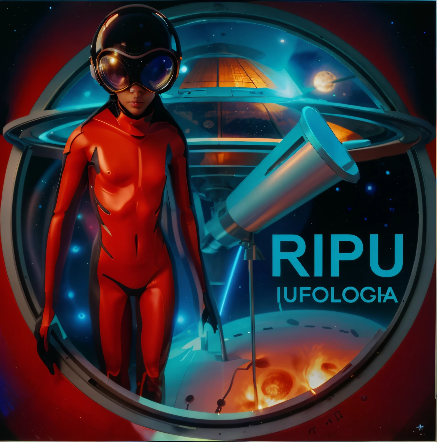a close-up of a person with a telescope in front of a spacecraft, OVNIlogia, Alien utopia, Reptilian space alien, ufo aliens, alien robot luffy, alien shop, Ovnis, poser, fotografia, Telegrama Sticker, Jpl, OVNI, ichi-up, r / Vexillology, rubi, scientific photography, ❤🔥🍄🌪