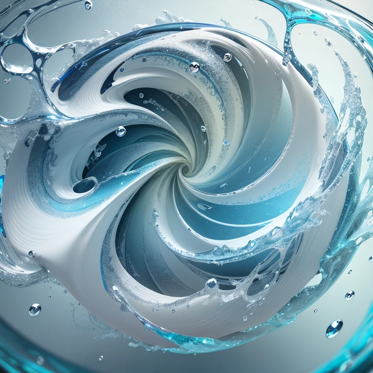 A close-up of a blue and white circular object with a white background, swirl, water core, fluid sim, unity engine, torrent, ripple, fluid, WebGL render, swirly, rounded logo, 2 5 6 x 2 5 6 pixels, CGI VFX, water element, 3 d logo, circular logo, logo without text, swirling ((SeaArt logo)) !Highest quality! Masterpiece! High-quality logo. 3D visualization. Unreal Engine. The highest quality, details, textures, materials, and clear forms (smooth glass, synthetic material, artificial stone, plastic, metal). Blue radiance from the depths of the forms, Seaart Logo!, 3D logo. One. Front camera, and Perspective.