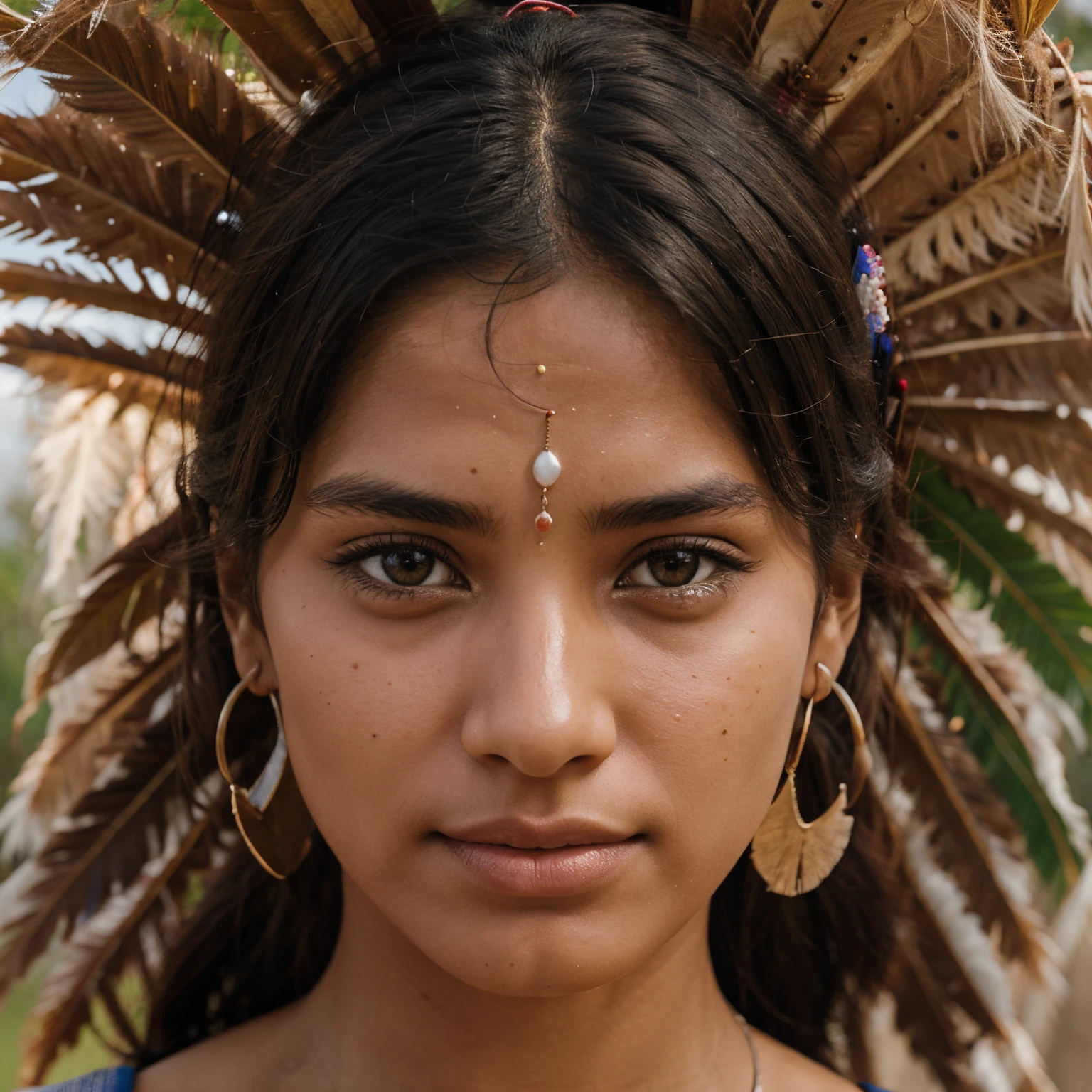 Portrait of a women indian high skin detail look at camera no makeup fair skin,