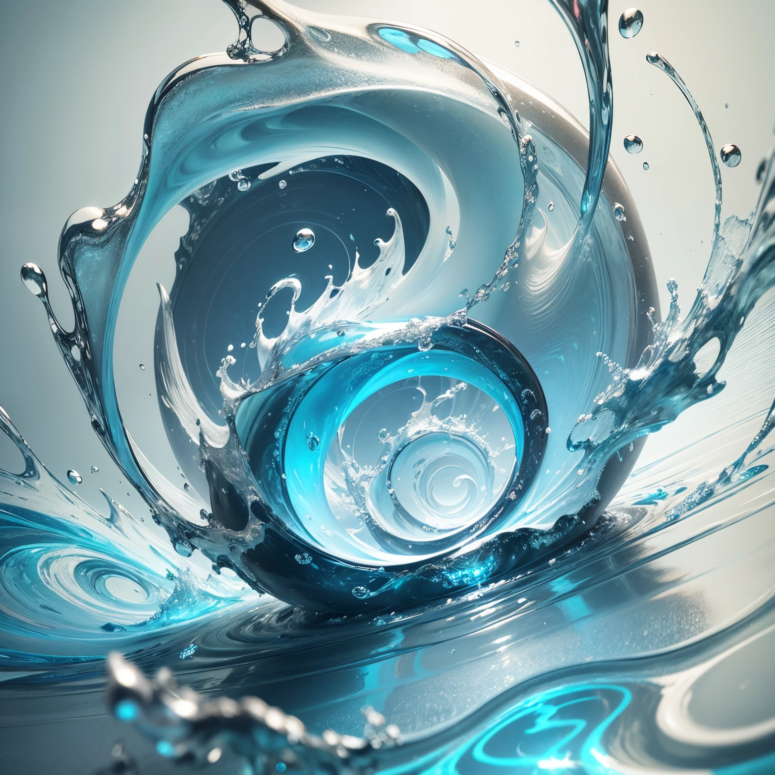 A close-up of a blue and white circular object with a white background, swirl, water core, fluid sim, unity engine, torrent, ripple, fluid, WebGL render, swirly, rounded logo, 2 5 6 x 2 5 6 pixels, CGI VFX, water element, 3 d logo, circular logo, logo without text, swirling ((SeaArt logo)) !Highest quality! Masterpiece! High-quality logo. 3D visualization. Unreal Engine. The highest quality, details, textures, materials, and clear forms (smooth glass, synthetic material, artificial stone, plastic, metal). Blue radiance from the depths of the forms, Seaart Logo!, 3D logo. One. Front camera, and Perspective.