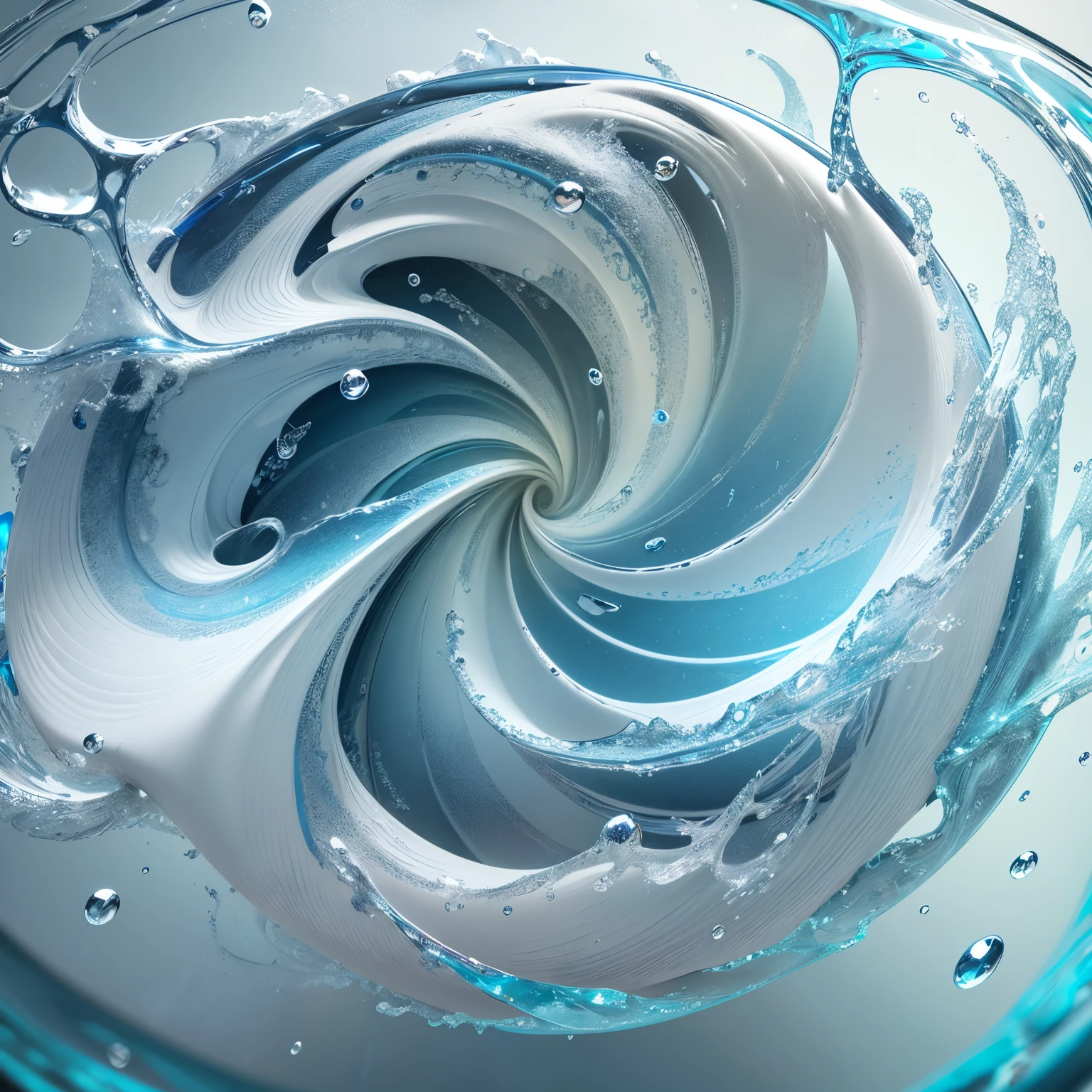 A close-up of a blue and white circular object with a white background, swirl, water core, fluid sim, unity engine, torrent, ripple, fluid, WebGL render, swirly, rounded logo, 2 5 6 x 2 5 6 pixels, CGI VFX, water element, 3 d logo, circular logo, logo without text, swirling ((SeaArt logo)) !Highest quality! Masterpiece! High-quality logo. 3D visualization. Unreal Engine. The highest quality, details, textures, materials, and clear forms (smooth glass, synthetic material, artificial stone, plastic, metal). Blue radiance from the depths of the forms, Seaart Logo!, 3D logo. One. Front camera, and Perspective.
