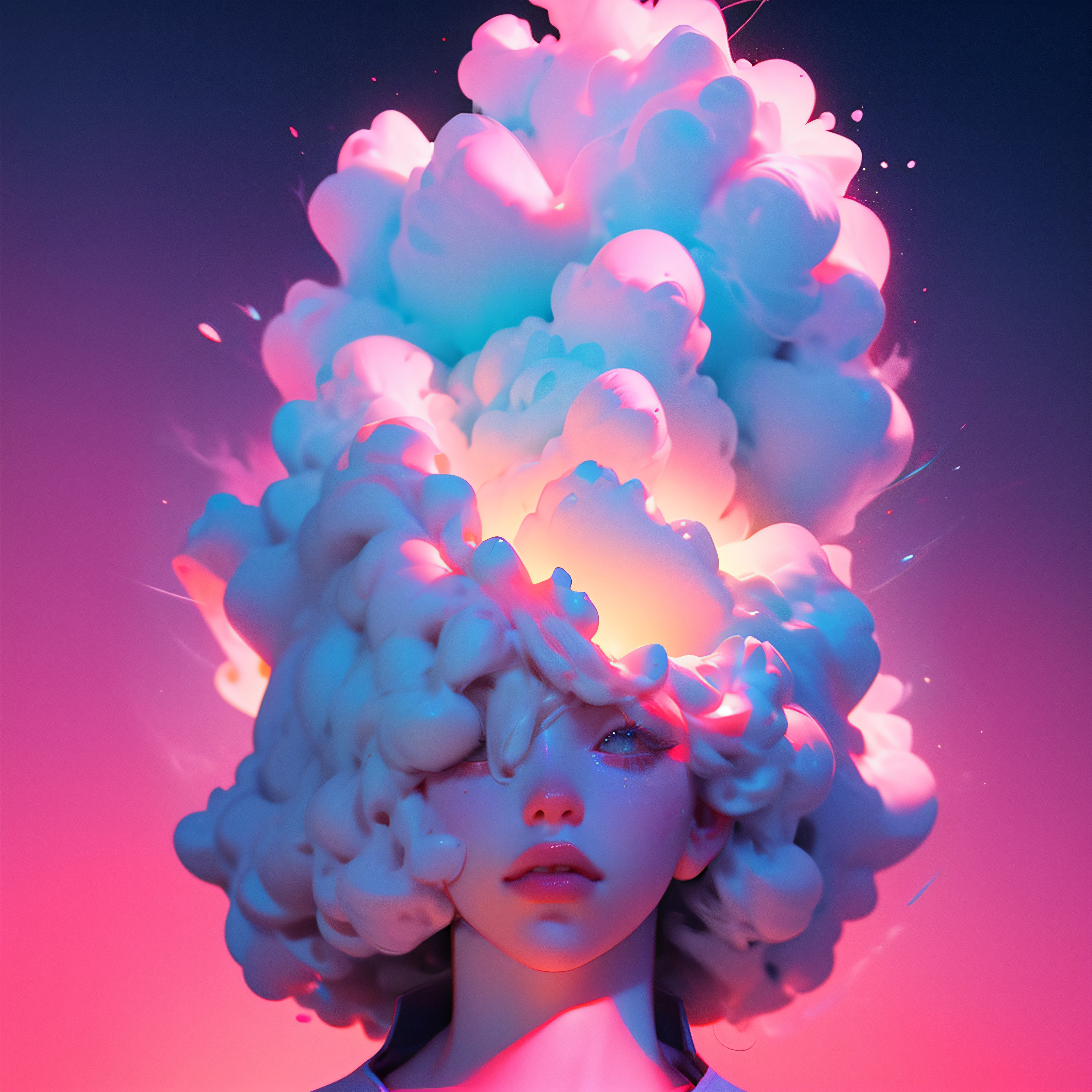 (capa de dsico) (vaporwave) (Synthwave) tropical, geometrical forms, Futurismo, surreal, Paisagem