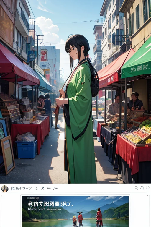 There are many people standing in the market，Set up tables and tents, anime jade camping, Yu Ruying, Kuro anime screenshots, market settings, Screenshot of the 2012 animation, screenshot from the anime film, anime scene, crowded, TV animation stills, anime movie screenshot, Still from anime, Today’s recommended anime is still, Market B