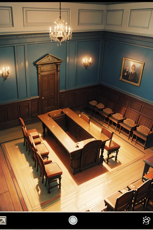 There was a room，There are many books and a blue bird inside, court room, in court, typical anime classroom, court room, Courtroom scene, in court, Screenshot of the 2012 animation, ace attorney style, set in bank vault room, ace attorney, in the throne room, Phoenix Wright Ace Lawyer, court bench, witness stand