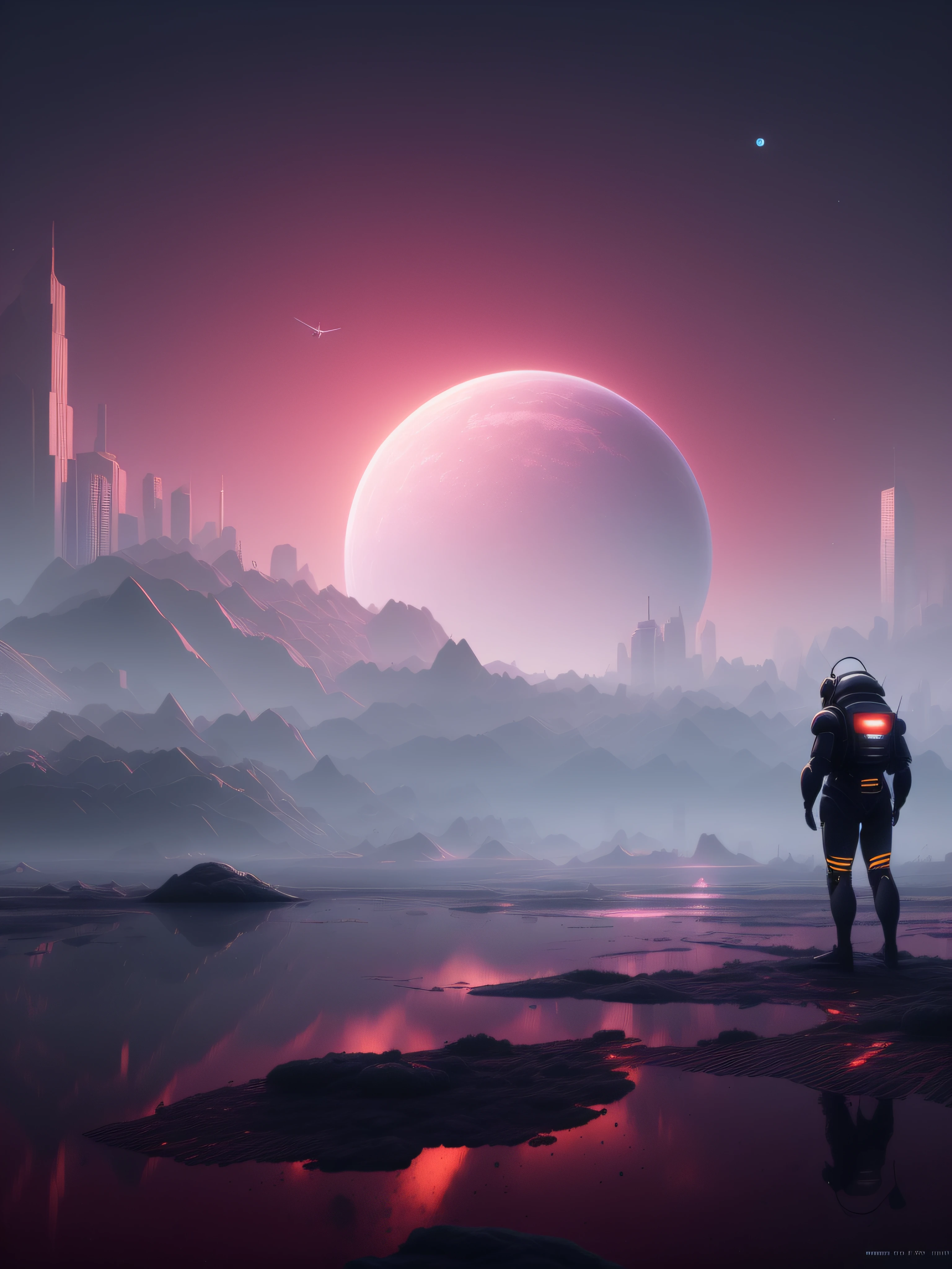 Observe the planet in the city of the future, movie bee, Excerpted from 2 0 1 9 science fiction 8K movie, Sci-fi digital art illustration, science fiction digital art, 3d rendering bee, science fiction digital art, greg beeple, digital science fiction reality, depicted as a scifi scene