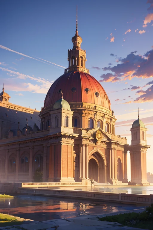 (best quality,4k,8k,highres,masterpiece:1.2),ultra-detailed,(realistic,photorealistic,photo-realistic:1.37),fountain, clock tower, architectural animation scene, palace background, high school background, anime background art, anime background main visual, colorful anime movie background, Madhouse Studio anime style, light academic aesthetics, anime background, anime scene, temple background, anime movie background, anime scenic concept art, beautiful anime scenery, anime landscape, official animation stills