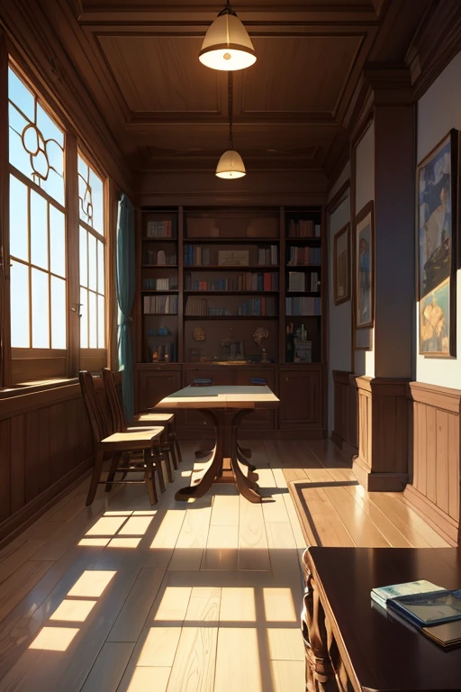 It turned out there was a room,There is a table, chairs and bookshelves, dining room!, typical anime classroom, room of the nameless painter, Madhouse Studio anime style, Inca, anime scene, Anime background art, court room, Today’s recommended anime is still, in dojo, Inside the weapons store, Anime landscape concept art, 8K!, TV animation stills