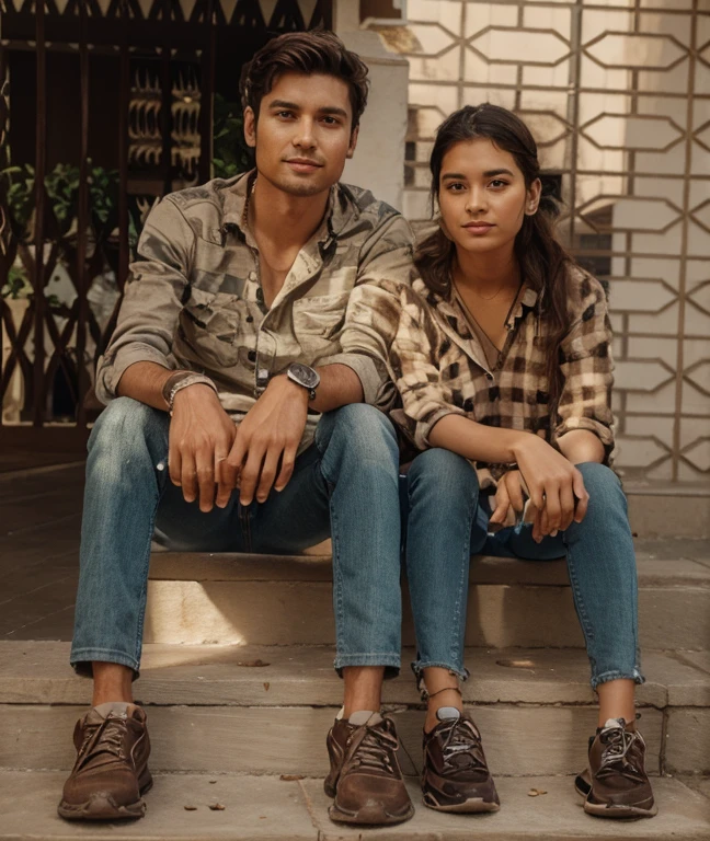 A beautiful couple sit in beautiful place