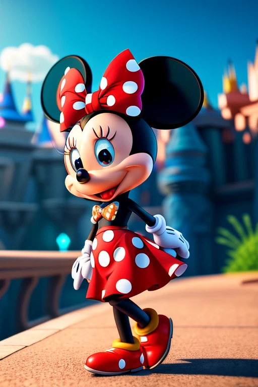 (extremely detailed CG Unity wallpaper 8k), 4k, best quality, ((Disney Mini Mouse)), cartoon, pixar style, disney character