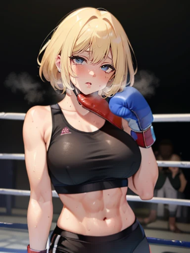 ((ryona)), ((viewer is chokes mature female boxer girl)), sexy lips, sports bra, ((boxing gloves ,sweat all over the body,（An enthusiastic look）,steam,((two womens)),in crotch, eyes rolling,Ripe body,NSFW,female face,standing back, (cum on clothes:1.3), Abs, violence, bruises, wet, oiled skin, asphyxiation, stranging