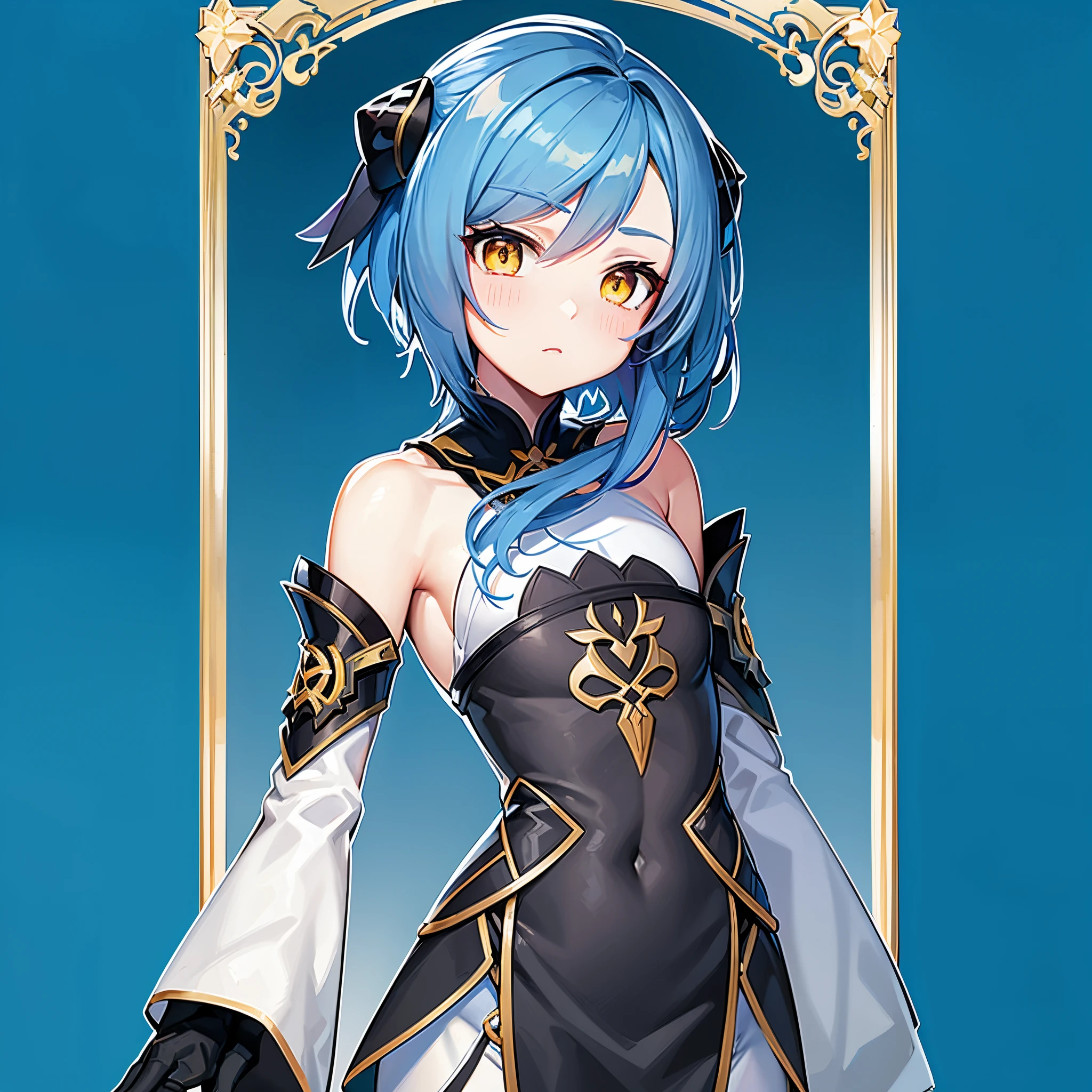xingqiu Genshin impact, anime girl, blue hair, yellow eyes