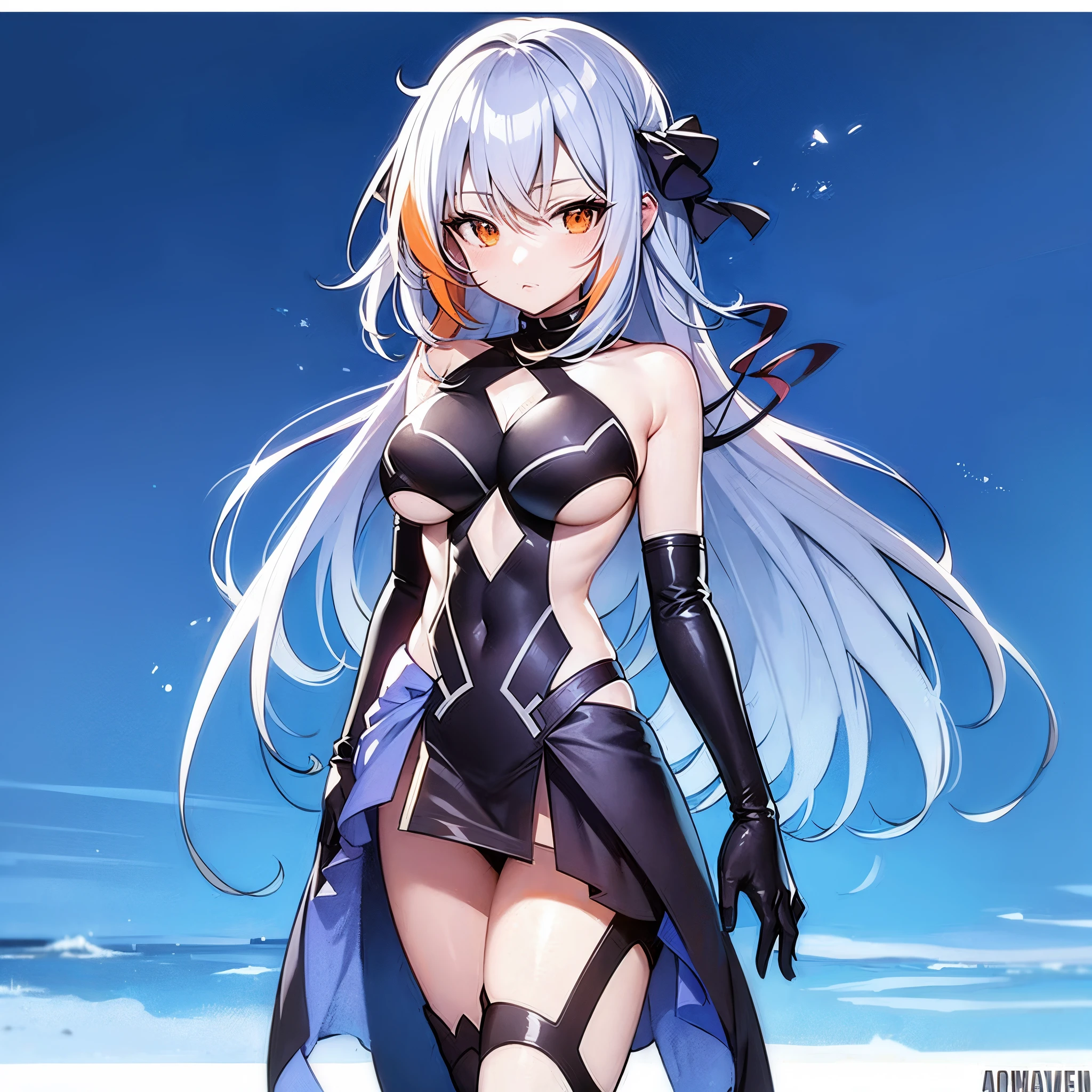 Anime girl, orange hair, large breasts, sexy, posing