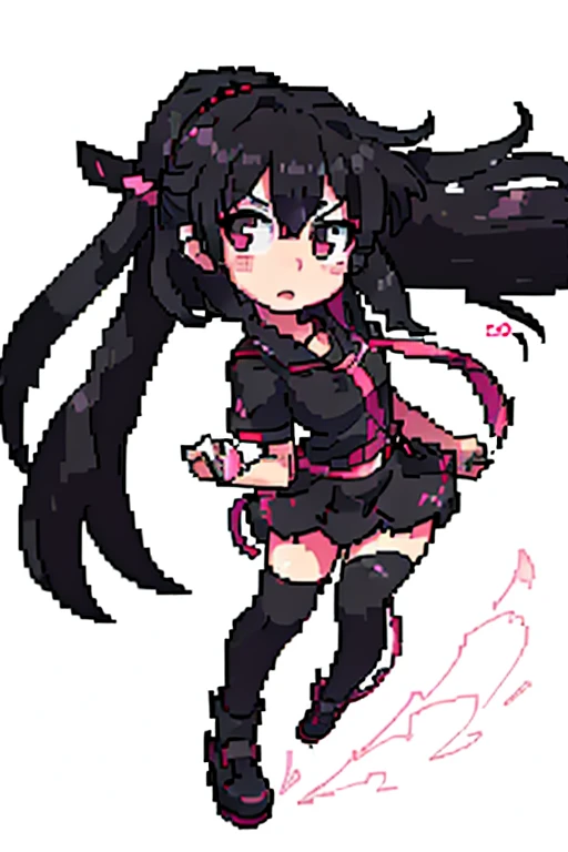 Anime girl with psychotic and yandere expression portraying a young girl in 4K anime style and moe art style. The art is of high quality and follows a credible design, incorporating student elements and wearing all-black clothing and having long, dark hair. The digital illustration features a young girl in 2D anime style, with a modern and contemporary approach. The image resolution is 8K.