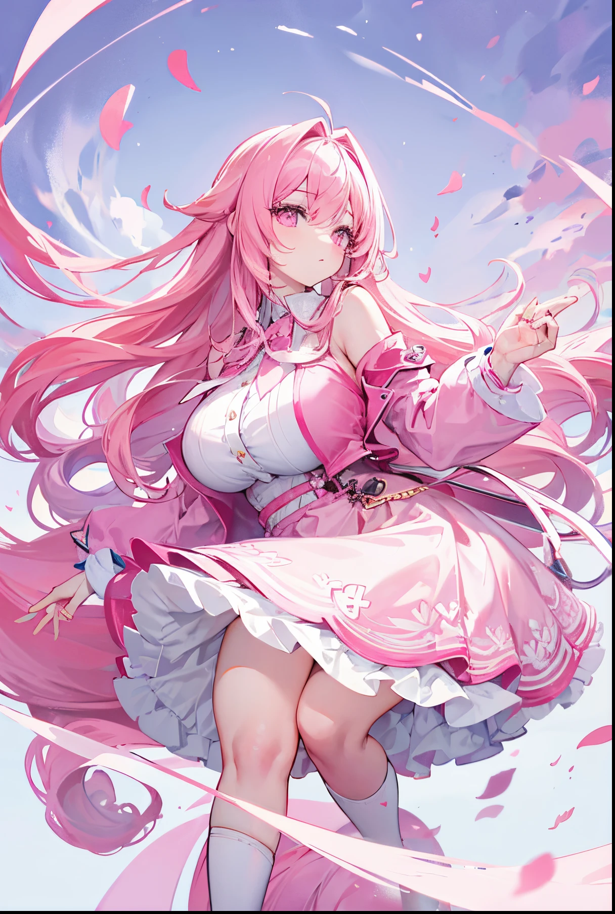 sweetheart personification，Super big beauty，Pink Long Hair，smart and cute