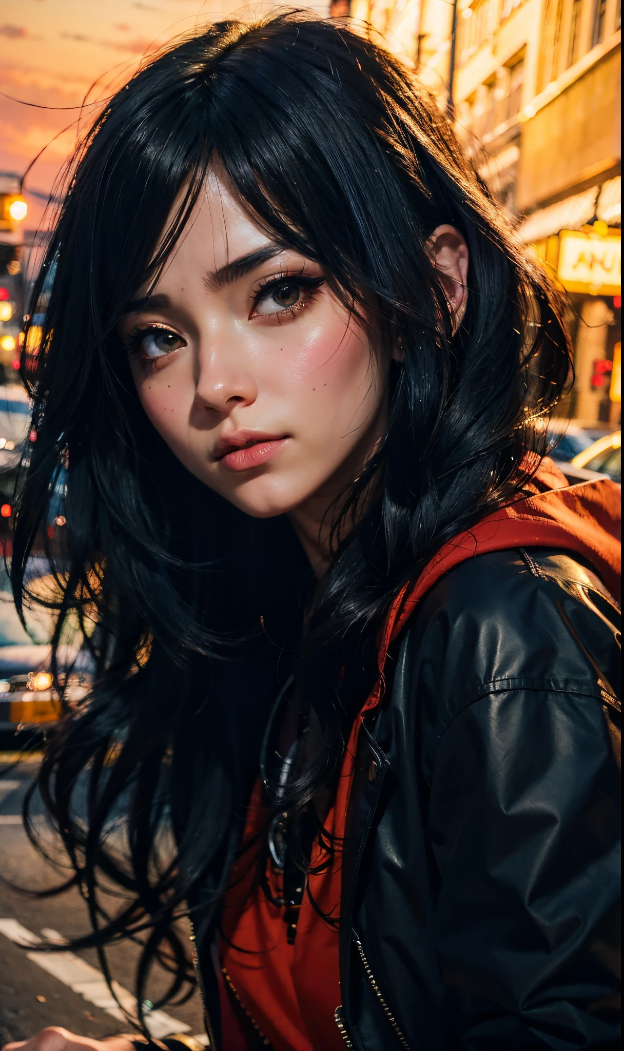 Anime girl avec de longs cheveux noirs et un sweat à capuche orange, Artgerm et Atey Ghailan, Art numérique Ilya Kuvshinov, Œuvre d’art dans le style de Guweiz, Beau portrait d'Anime, Ross dessine la peinture numérique, RossDrawsPortrait, Style Anime 4 K, Portrait détaillé de Anime Girl, Artgerm. détail élevé, Réalisé avec Anime painter studio