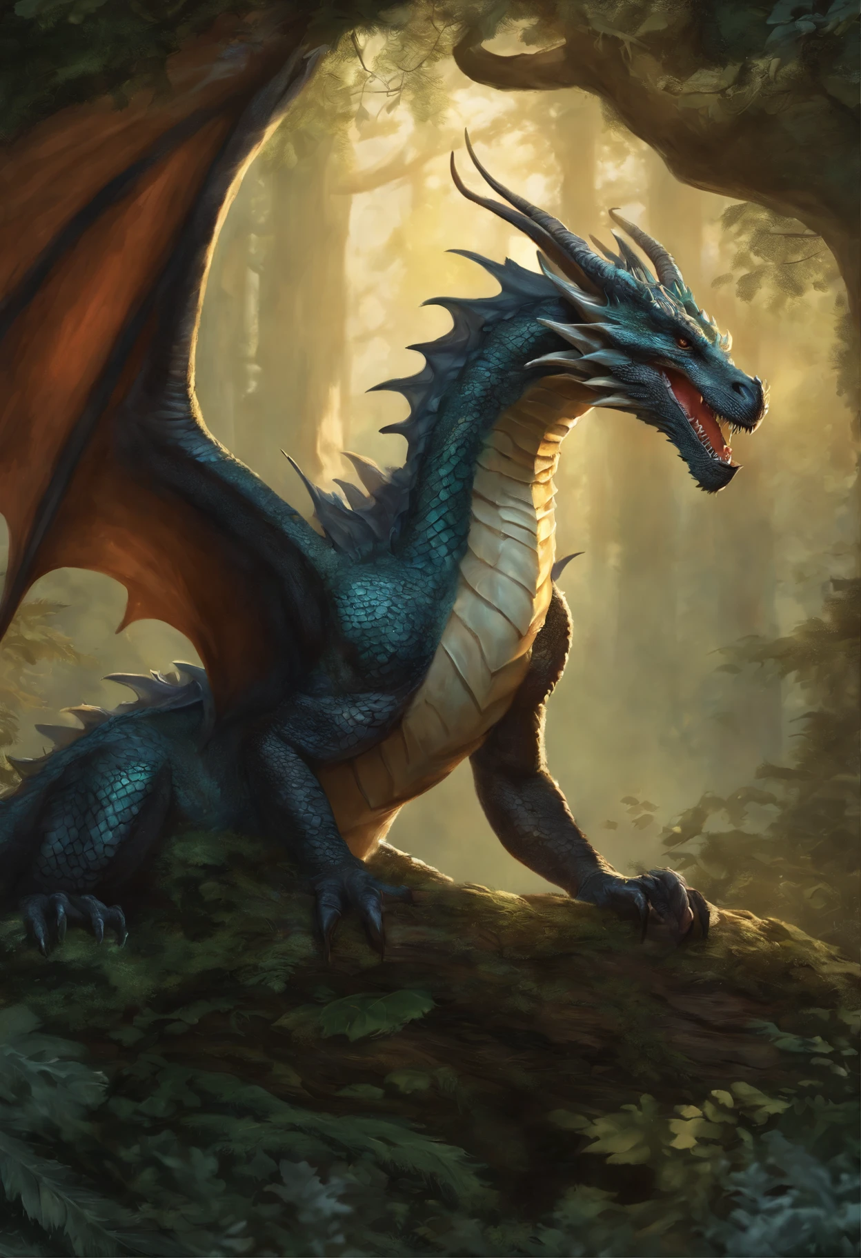 there is a dragon next to the Christmas tree, Frost Dragon, D&D Commission Art Dragon, Гиперреалистичный D & D Фэнтезийное искусство, collectible card art, dragon art, anthro dragon art, DND Card Cover, Tarragon Vore Art, fantasy card game art, Magic Card Art, Anthropomorphic dragon, realistic fantasy illustration