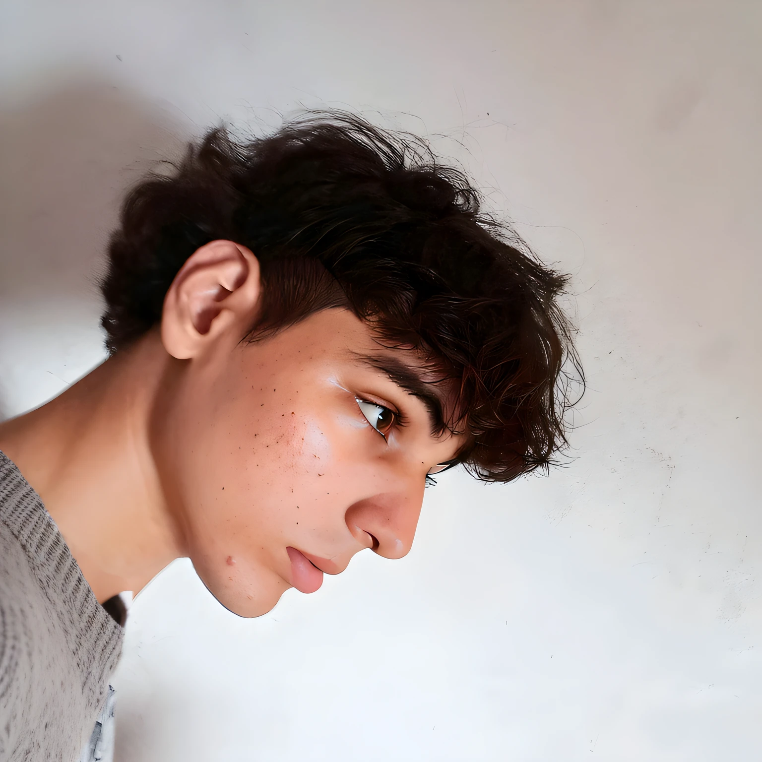 do lado, top de malha masculino, Round Neck, cor cinza, tecido de malha apertado