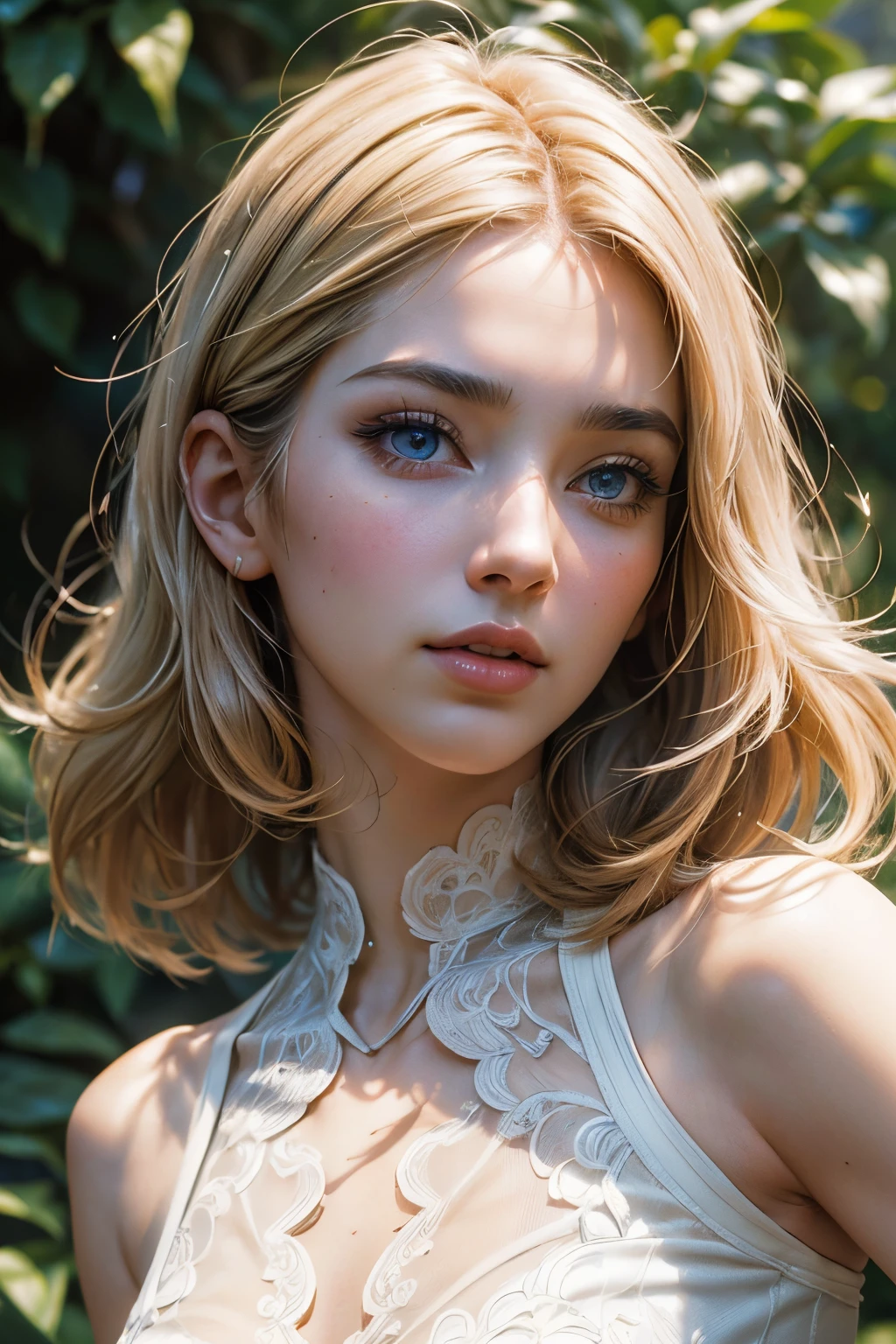 masterpiece, highest quality, night, outdoor, rainy days, branch angle, Chinese style, ancient China, 1 female, mature woman, Woman with long silvery-white hair, gray blue eyes, pale pink lips, cold, Severe, weak, bangs, assassins, Short Knife, white clothes, Black clothing pattern, Blood stains, Blood, injury, Blood on the face, Blood on the clothes, rain, detailed face, detailed face,smile