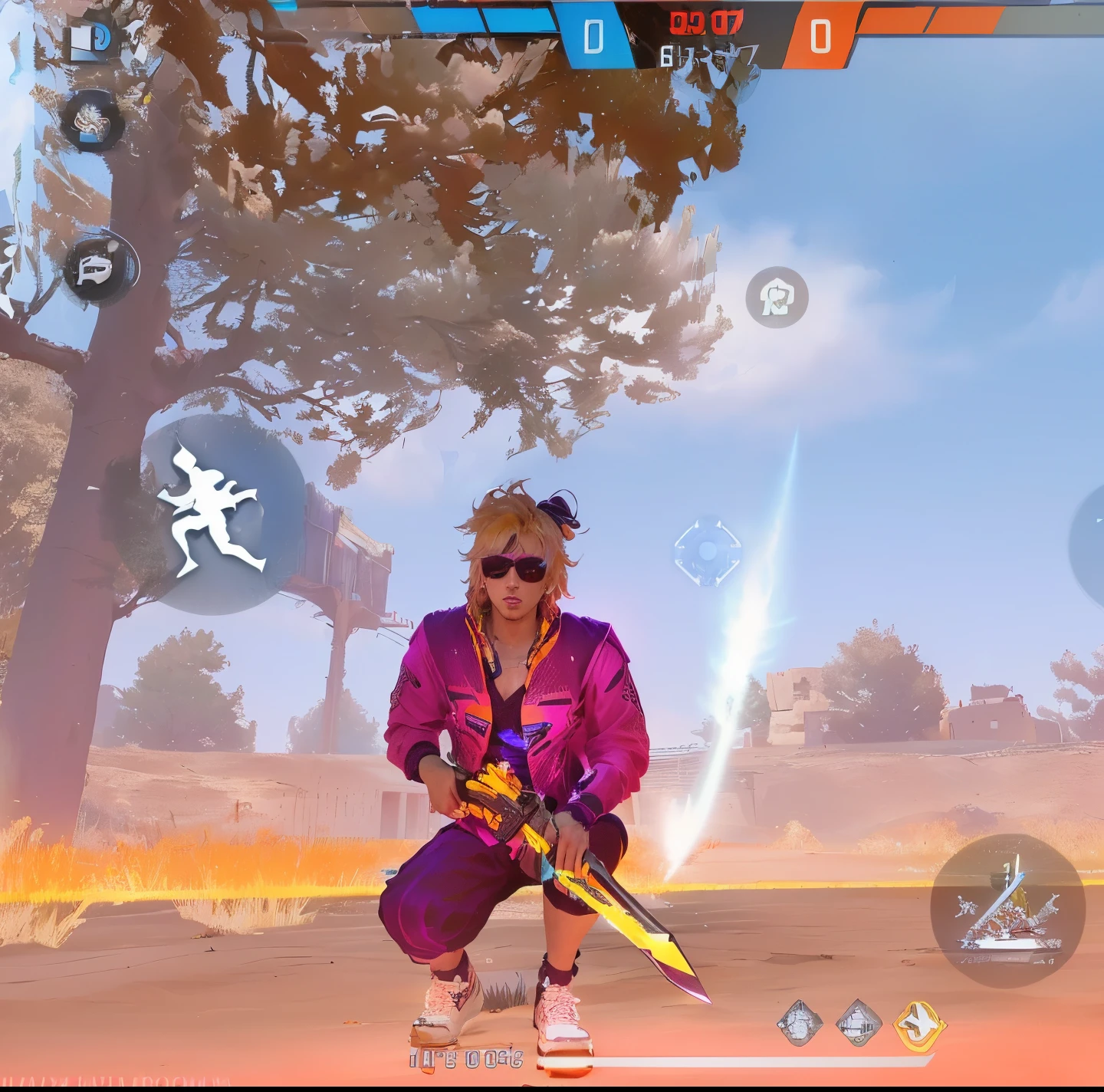 arafed image of a man with a sword in a game, in-game, in - game, in game, gameplay screenshot with ui, inverted colors, before the final culling, ingame, ugly vibrant colors, lag in the game, ingame shot, for aaa game, blaster fire bright as neon, gameplay, fashion gameplay screenshot