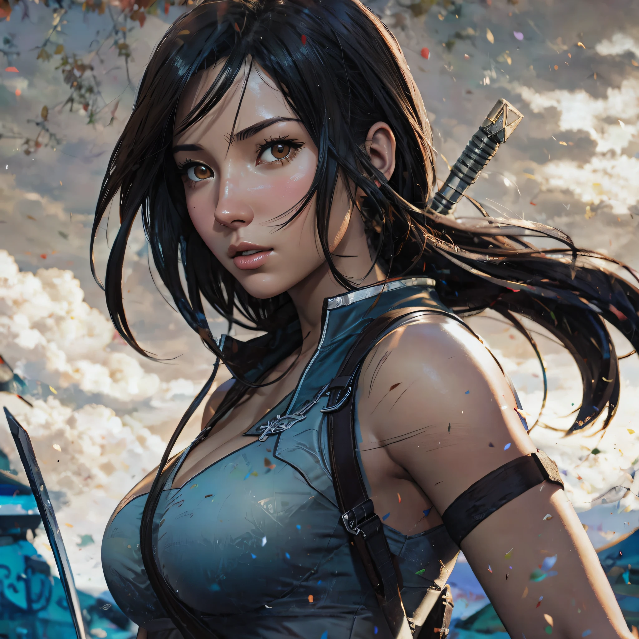 un gros plan d'A woman with an arc and a flèche à la main, Artgerm et Atey Ghailan, Portrait de Lara Croft, Alena Aenami et Artgerm, portrait de l'Avatar Korra, Artgerm. anime illustration, Gros plan sur les personnages, artgerm detailed, Portrait de Tifa Lockhart, Extremely detailed artgerm